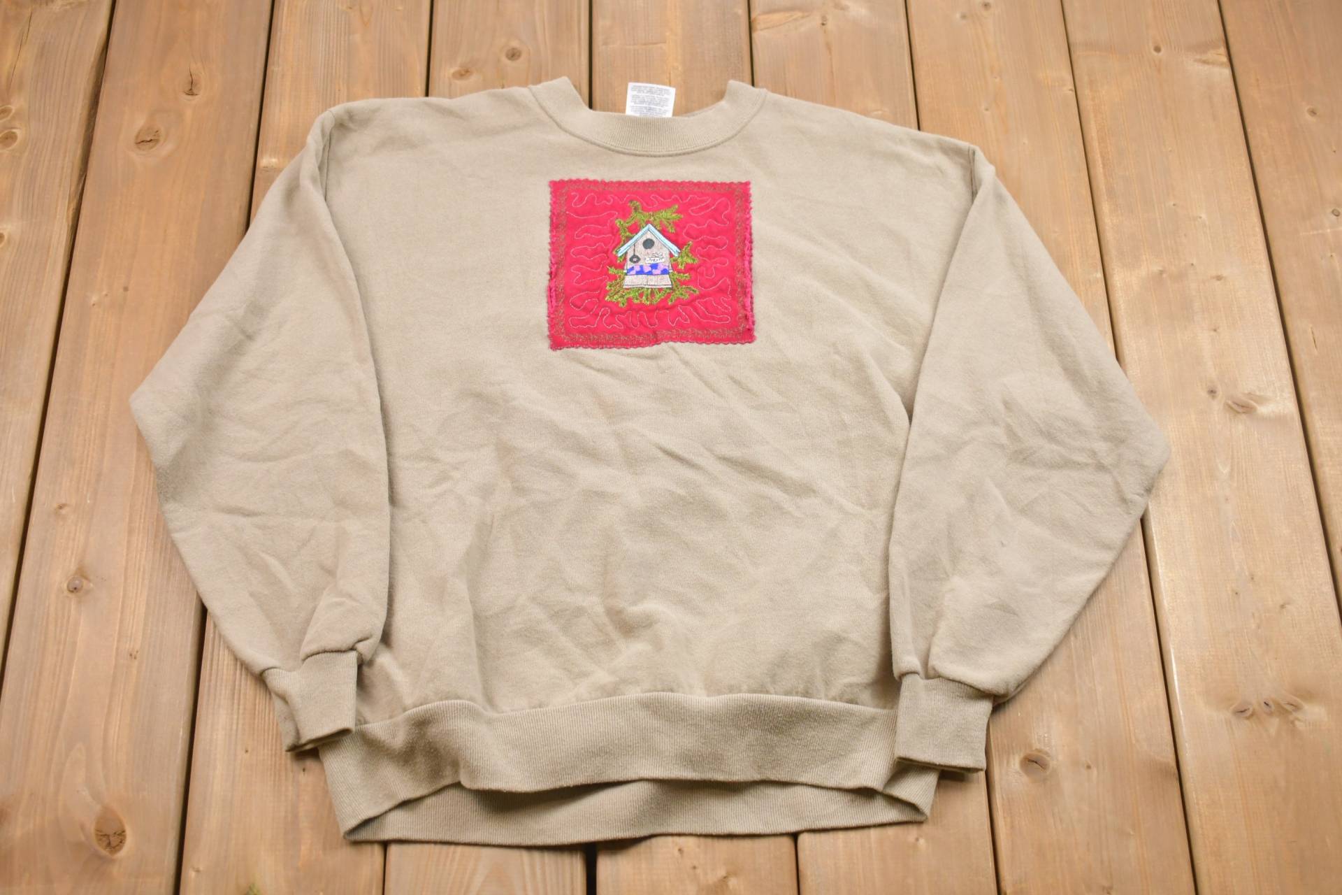 Vintage 1990Er Jahre Besticktes Vogelhaus Crewneck Sweatshirt/Made in Usa 90Er Jerzees Athleisure Streetwear von Lostboysvintage