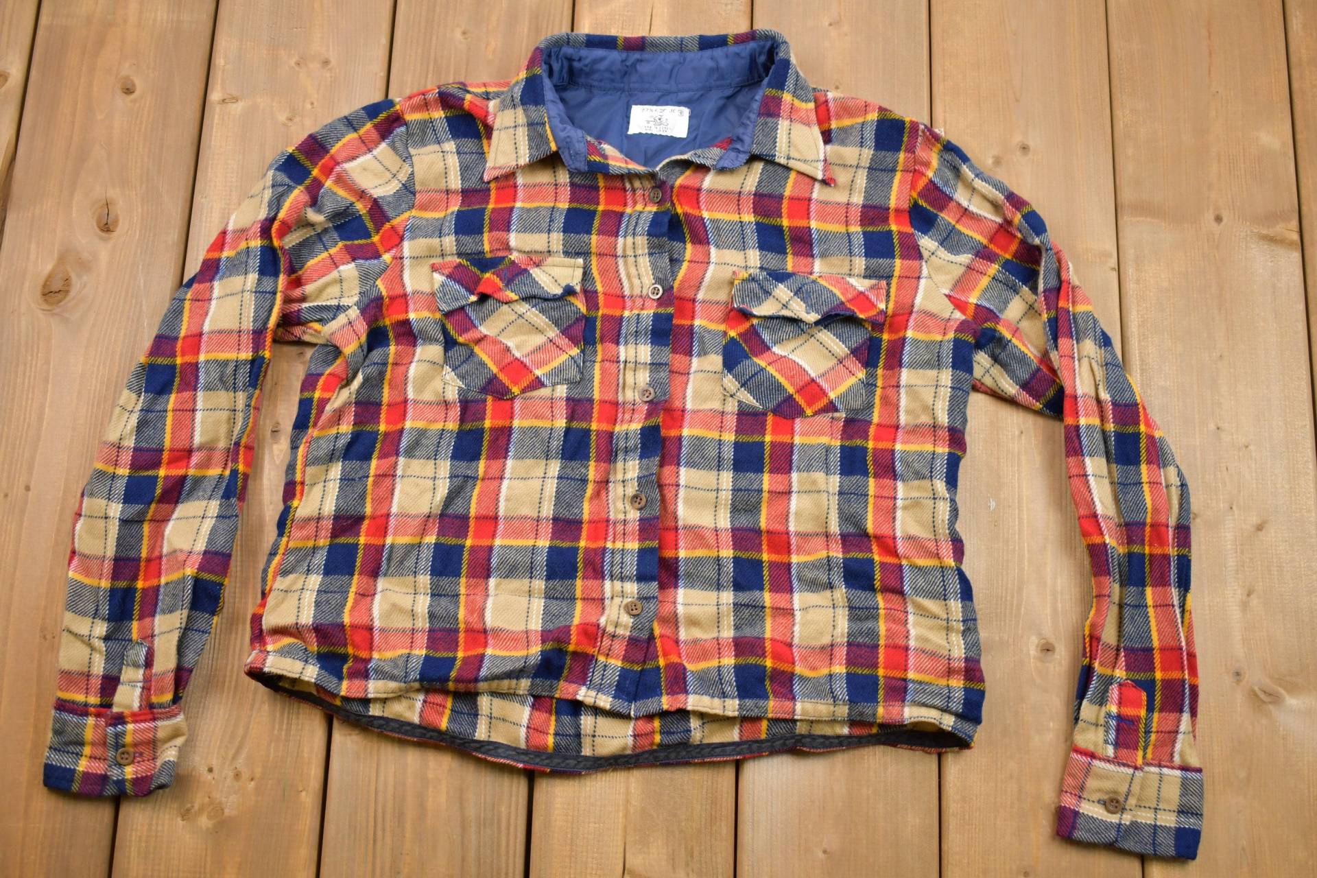 Vintage 90Er Button Up Shirt/1990Er Flanell Freizeitkleidung Arbeitskleidung Muster von Lostboysvintage
