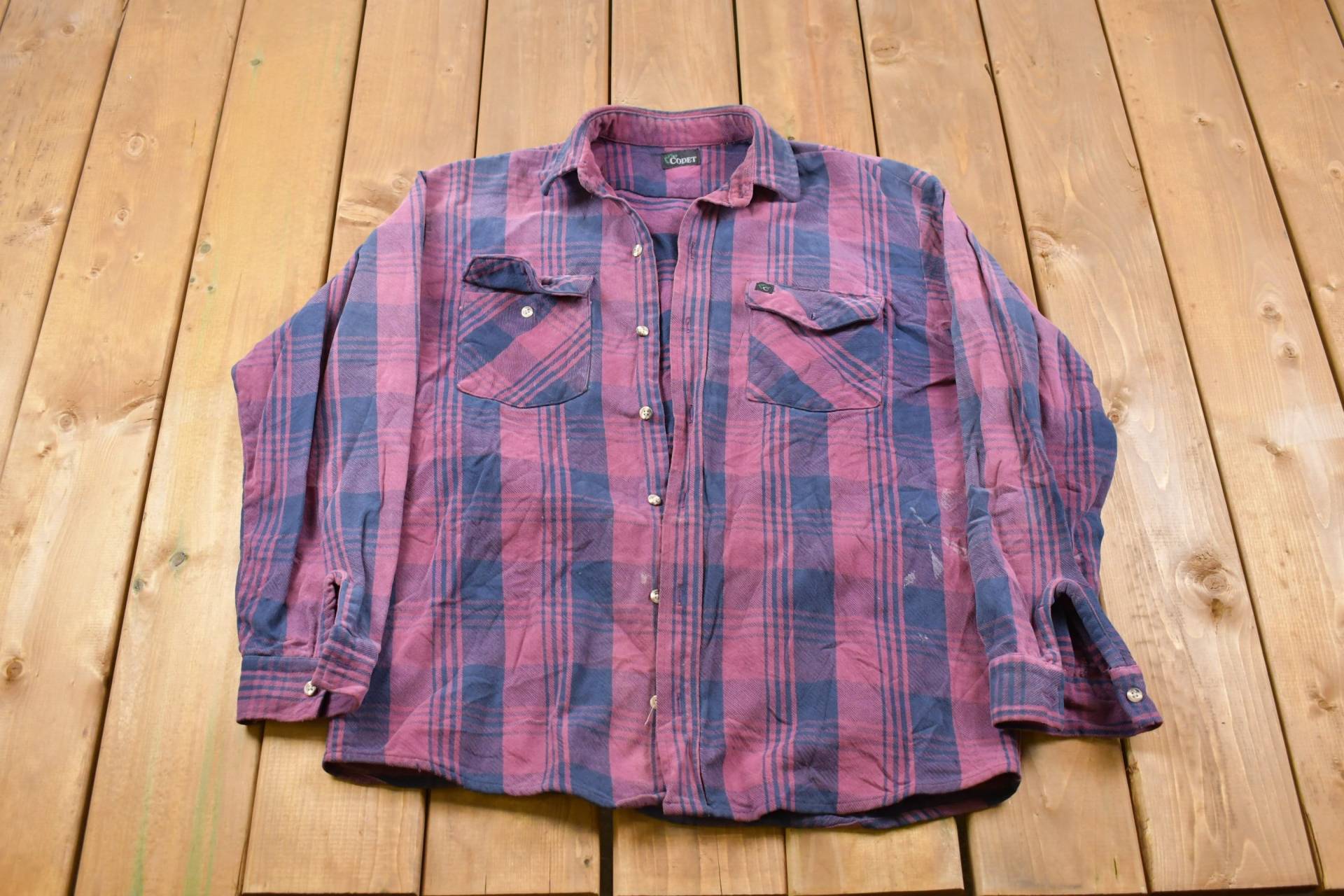 Vintage 90Er Jahre Codet Kariertes Hemd/1990S Button Up Flanellhemd Casual Wear Arbeitskleidung Gemustertes von Lostboysvintage