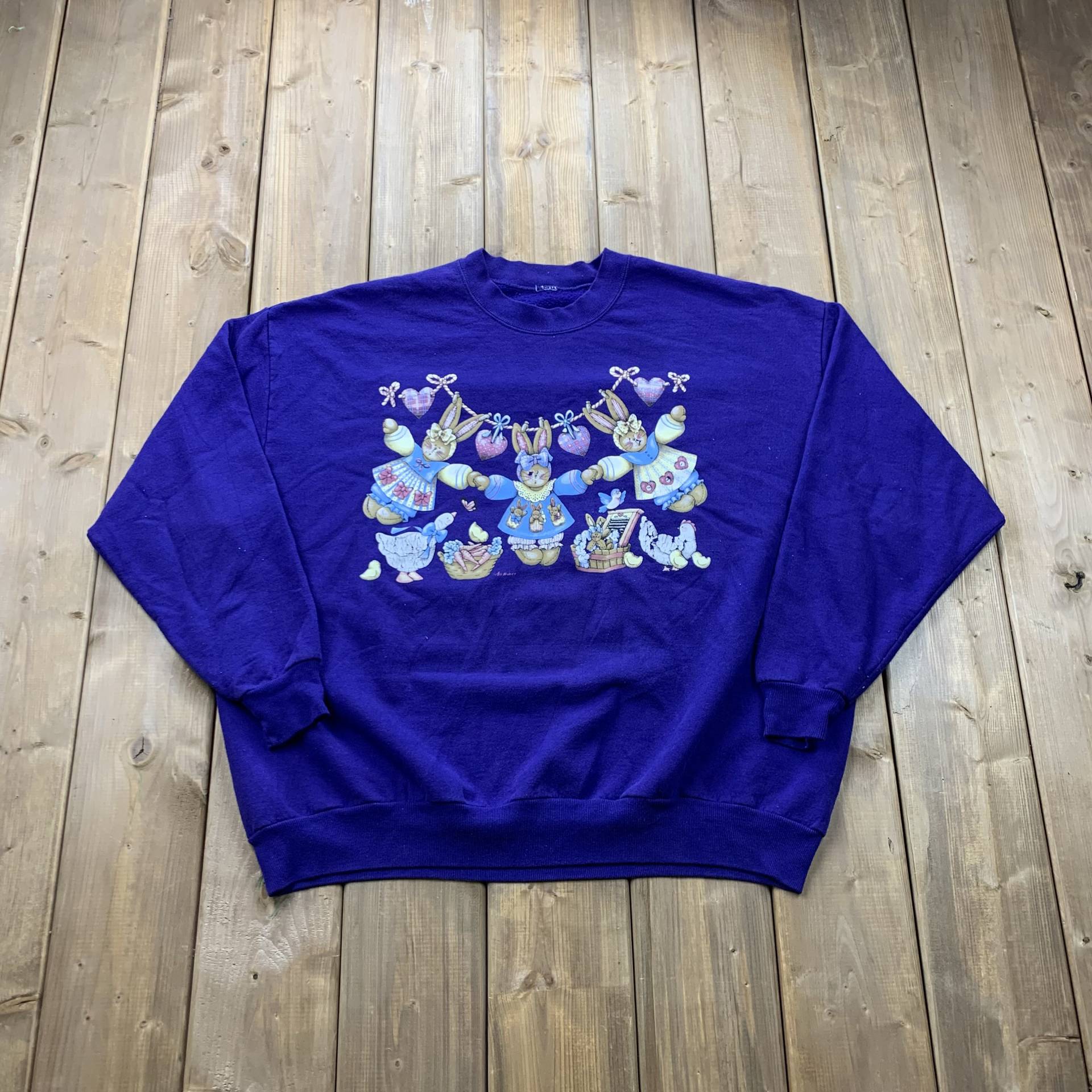 Vintage 90Er Jahre Cute Bunny Crewneck/Rundhalsausschnitt Natur Tiere Sweatshirt American Streetwear Pullover von Lostboysvintage