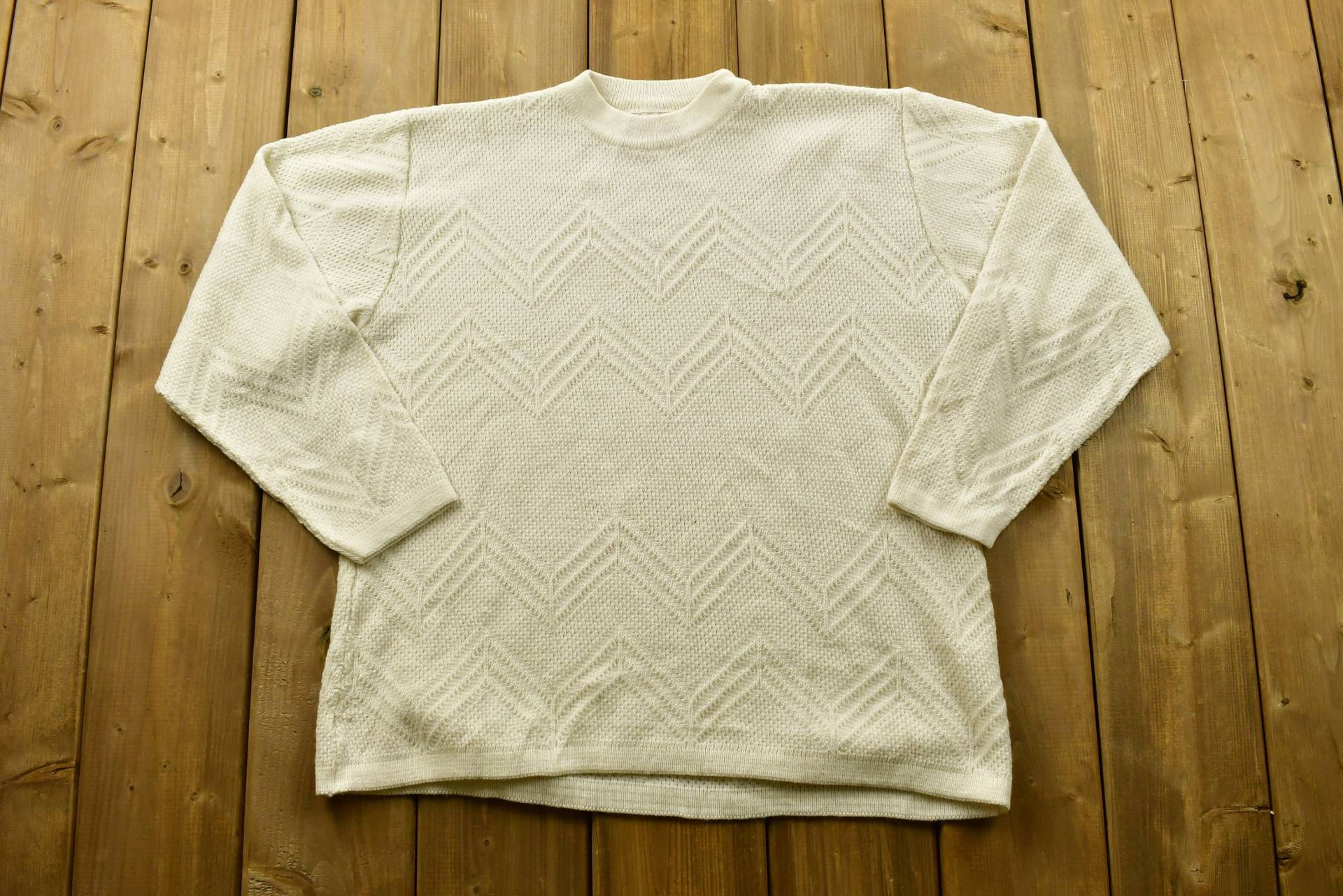 Vintage 90Er Jahre Damen Pullover/Rundhalsausschnitt Muster Outdoor Handgestrickt Sweatshirt von Lostboysvintage