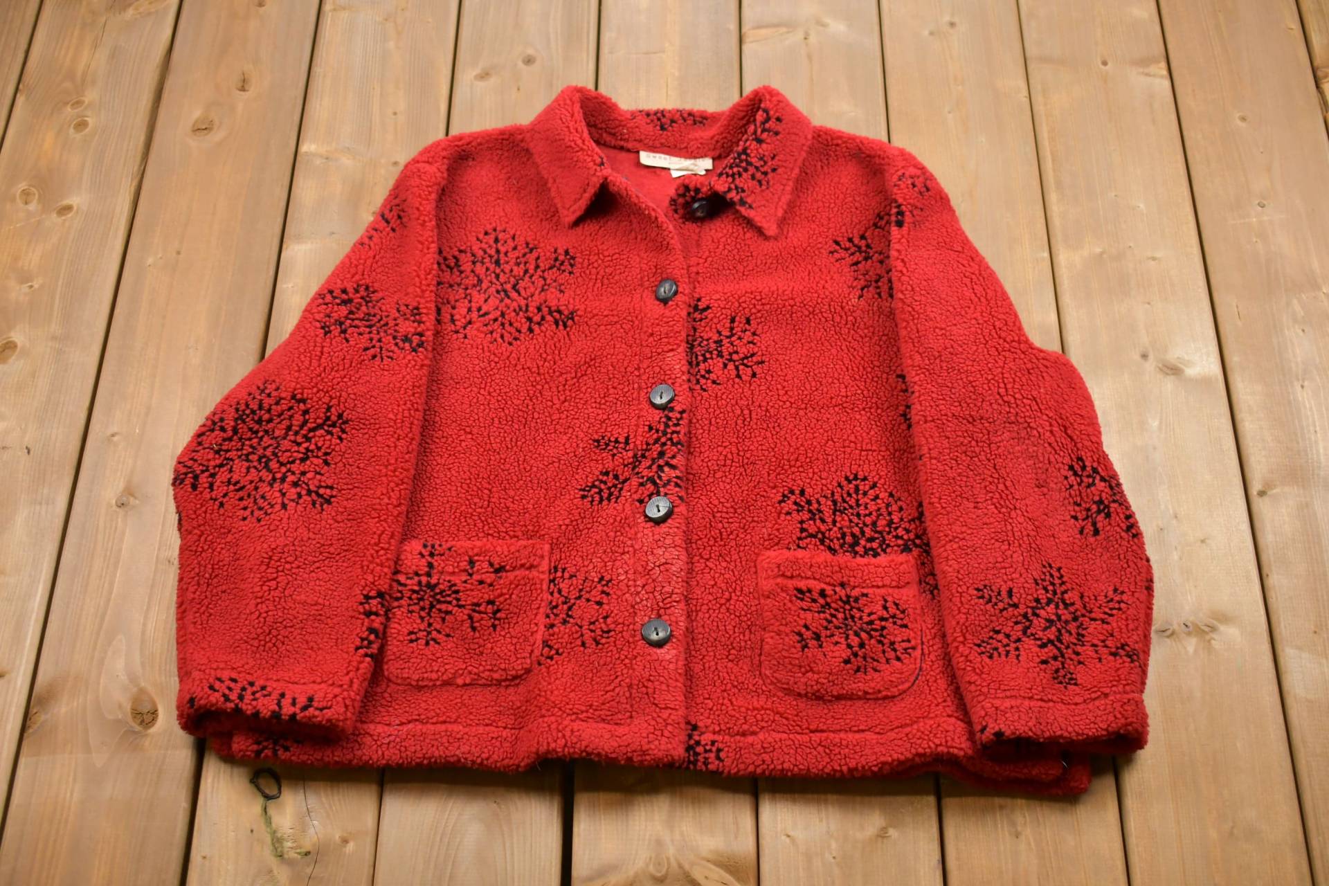 Vintage 90Er Jahre Fleece Button Up Sweater/Sportbekleidung Jacke Mit Knöpfen Damen Streetwear Kuscheliger Pullover von Lostboysvintage