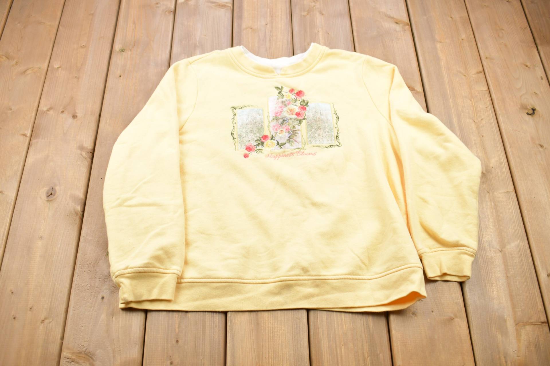 Vintage 90Er Jahre Floral Doppelkragen Sweatshirt Mit Rundhalsausschnitt/Souvenir Athleisure Streetwear von Lostboysvintage