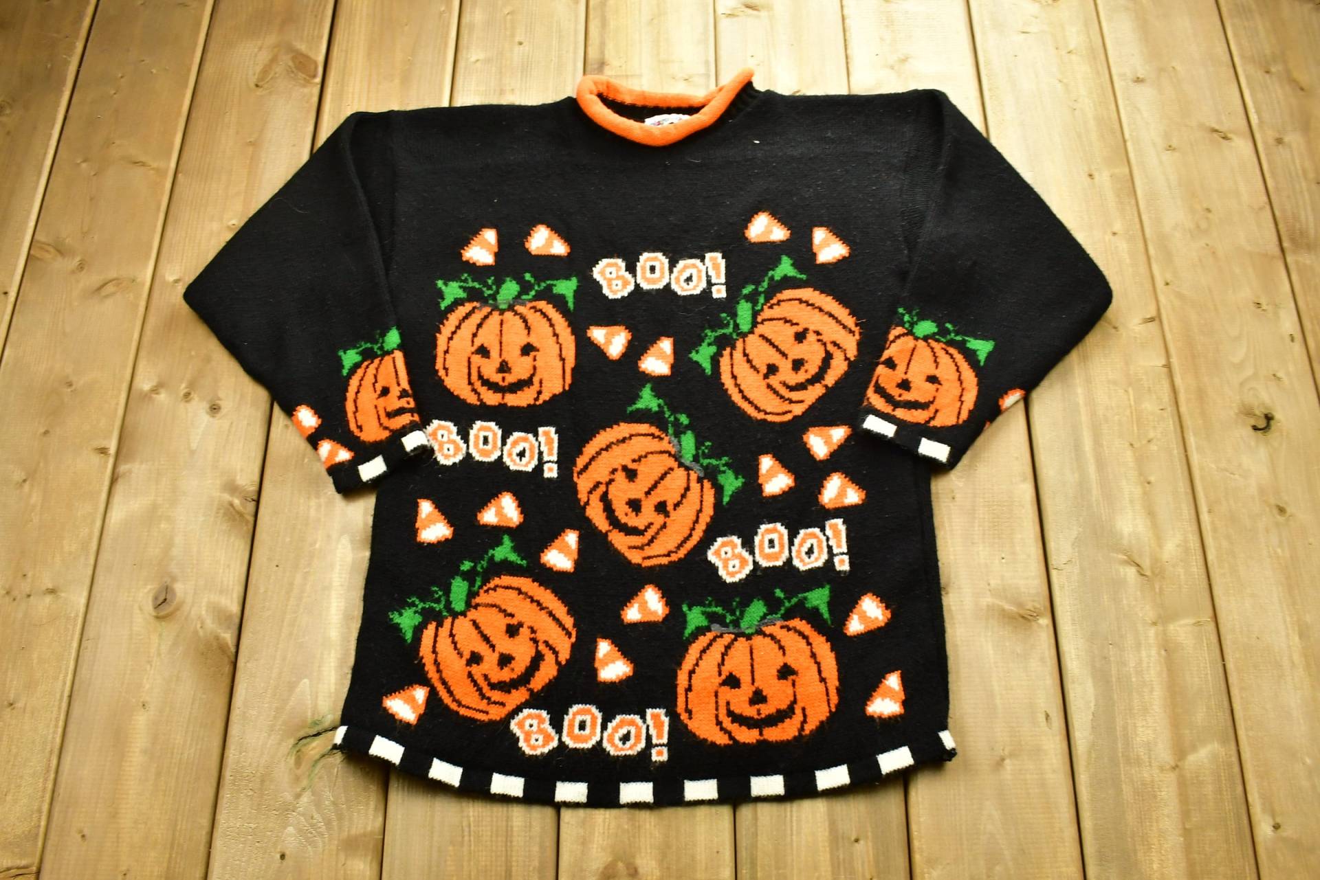 Vintage 90Er Jahre Halloween Pullover Mit Stehkragen/Urlaub Herbstmode Festliche Grafik Gruseliger Festlicher Strick von Lostboysvintage