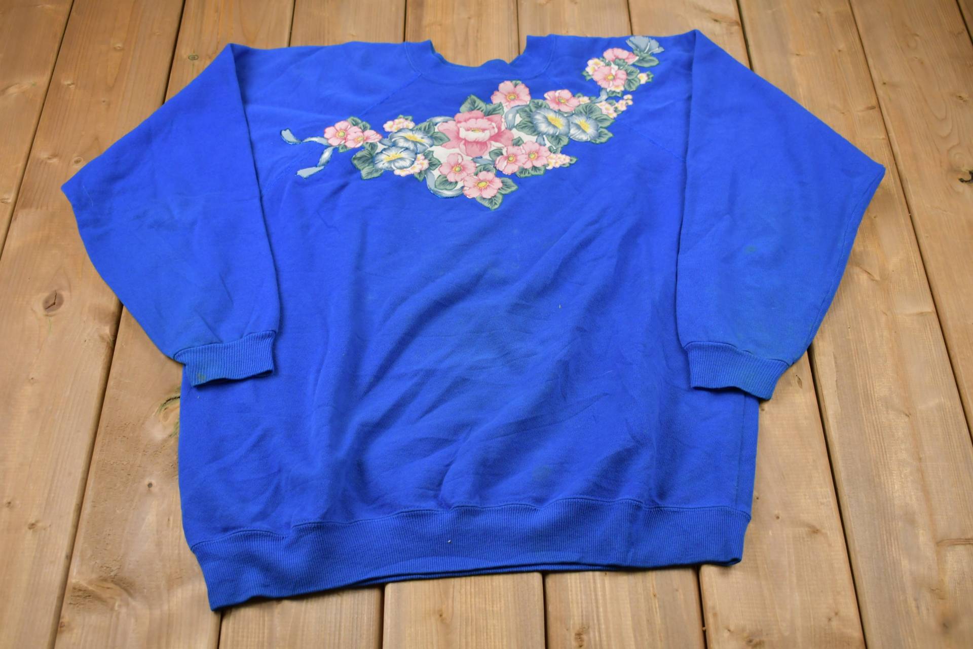 Vintage 1990Er Hanes Blumenmuster Crewneck Sweatshirt/90Er Souvenir Athleisure Streetwear Reisen Und Tourismus Made in Usa von Lostboysvintage