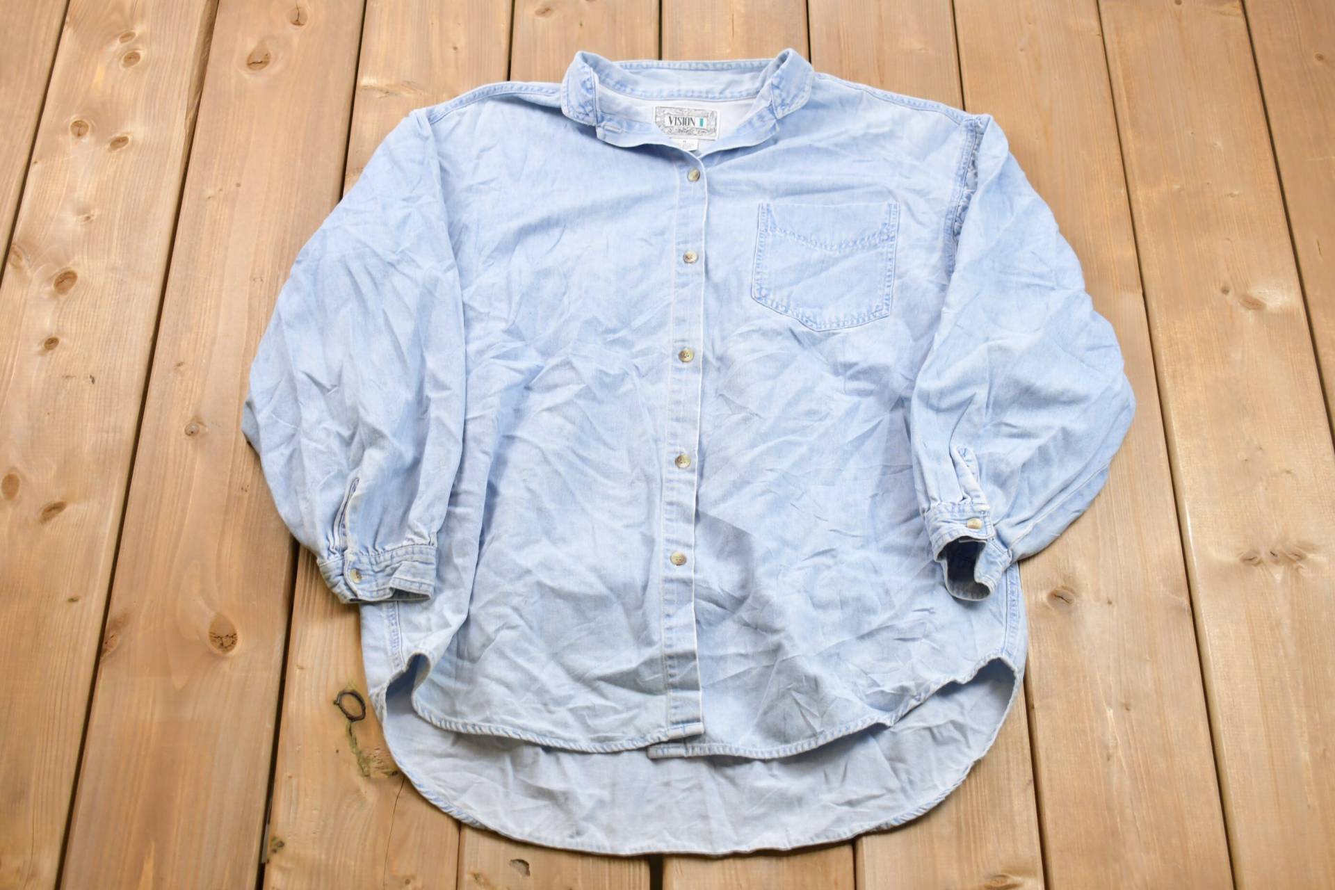 Vintage 1990Er Denim Button Up Shirt/Freizeitkleidung Arbeitskleidung Jean von Lostboysvintage