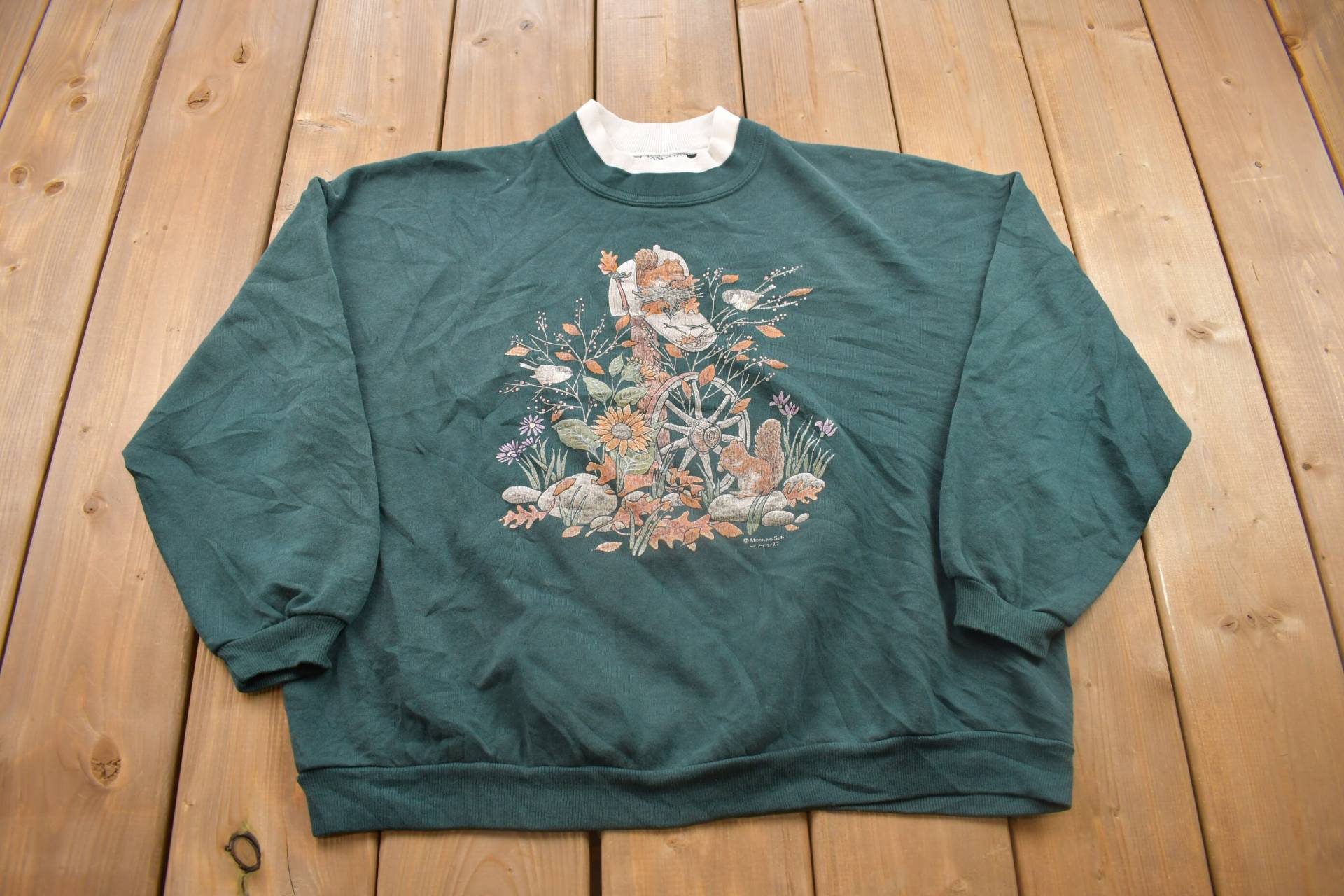 Vintage 1990Er Morning Sun Süßes Eichhörnchen Crewneck Sweatshirt/90Er Made in Usa Essential Streetwear Jahre von Lostboysvintage