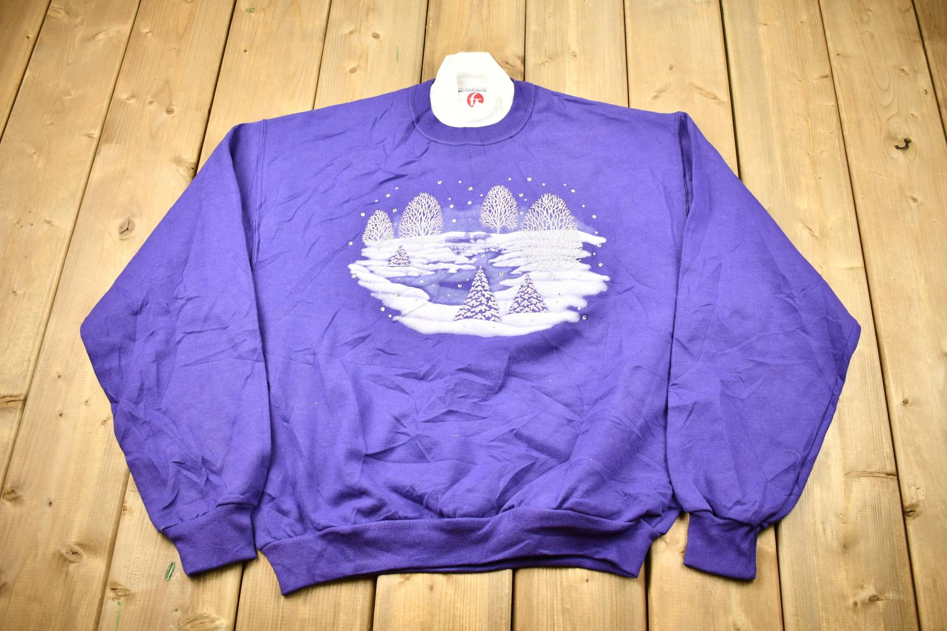 Vintage 1990Er Jahre Süßes Winterthema Double Neck Crewneck/90Er Oma Pullover Made in Usa Sweatshirt von Lostboysvintage