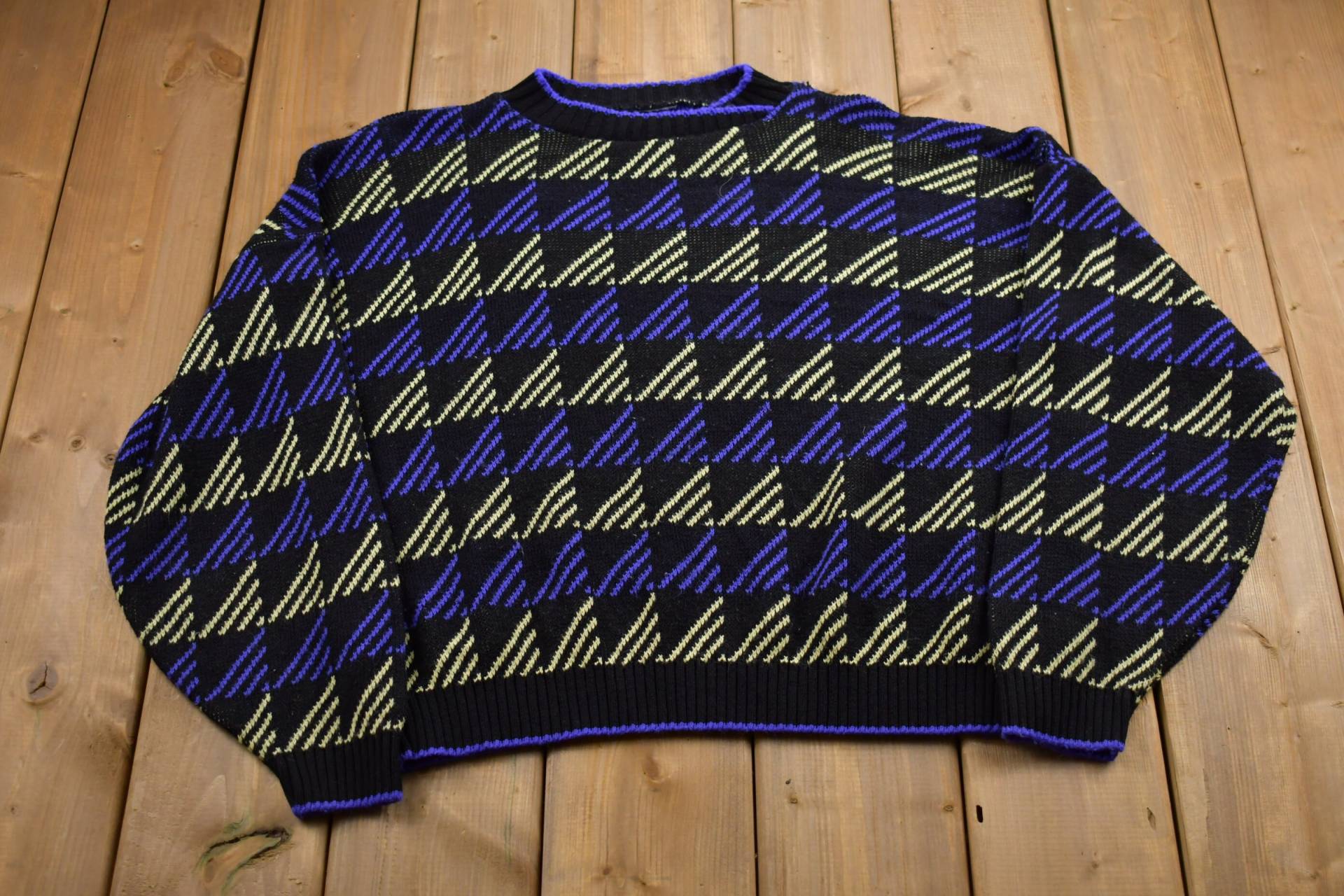 Vintage 1990Er Strickpullover/90Er Crewneck Musterpullover Outdoor Handgestrickt Pullover Sweatshirt von Lostboysvintage