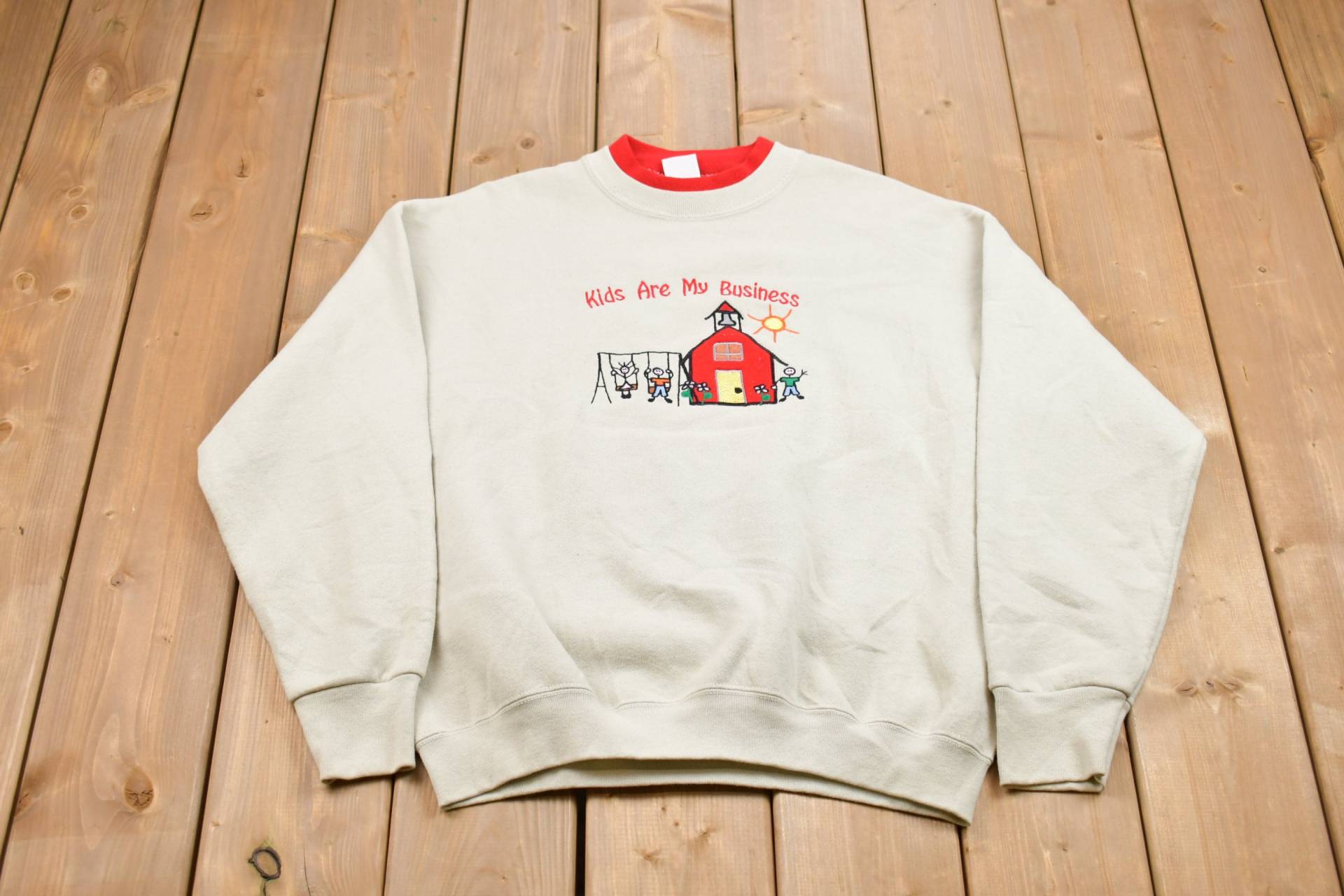 Vintage 90Er Jahre Sweatshirt Kids Are My Business/Rundhals Souvenir Athleisure Fruit Of The Loom von Lostboysvintage