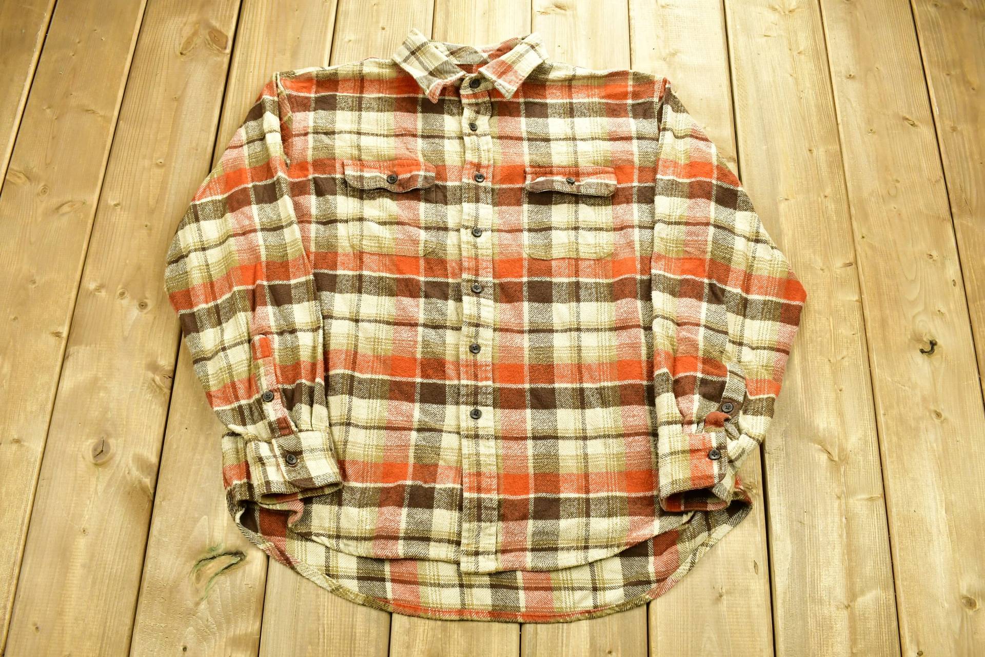 Vintage 90Er Timberland Button Up Flanellhemd/1990Er Kariert Freizeitkleidung Arbeitskleidung Muster von Lostboysvintage