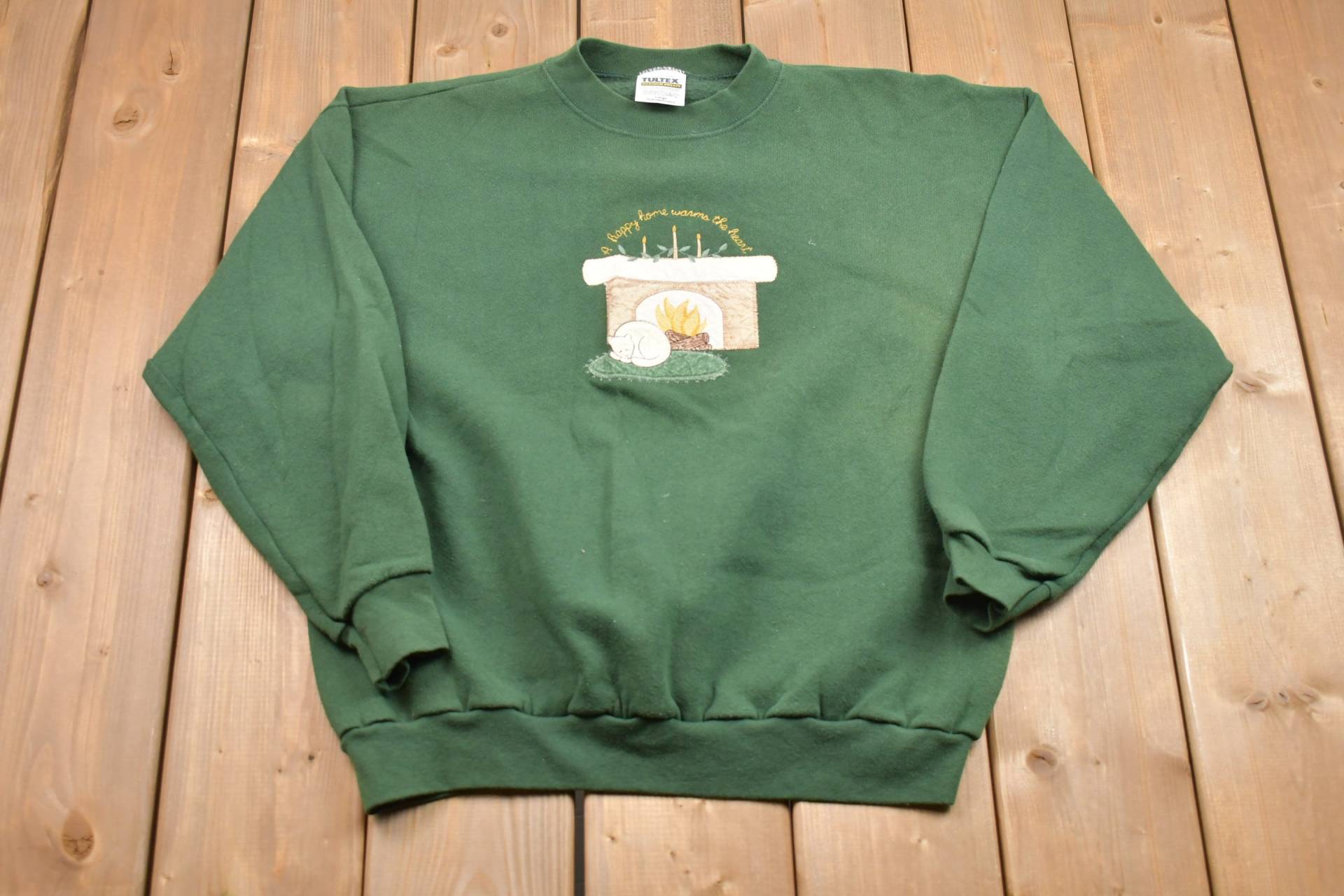 Vintage 1990Er Tultex Kitten Fireplace Crewneck Sweatshirt/Made in Usa 90Er Athleisure Streetwear Süße Familie von Lostboysvintage