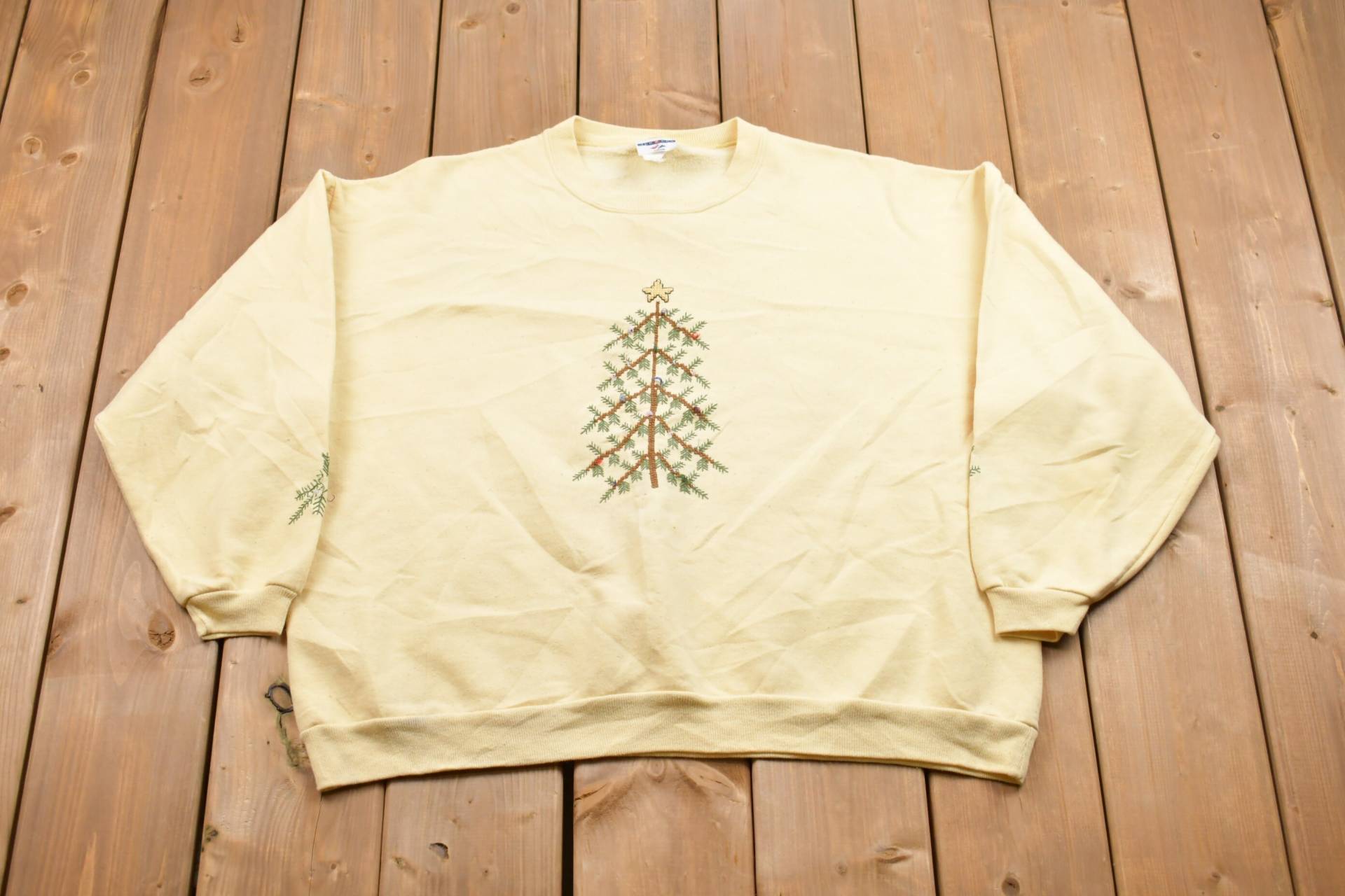 Vintage 90Er Jahre Weihnachtsbaum Sweatshirt/Style Made in Usa Rundhalsausschnitt Weihnachten Athleisure Streetwear von Lostboysvintage
