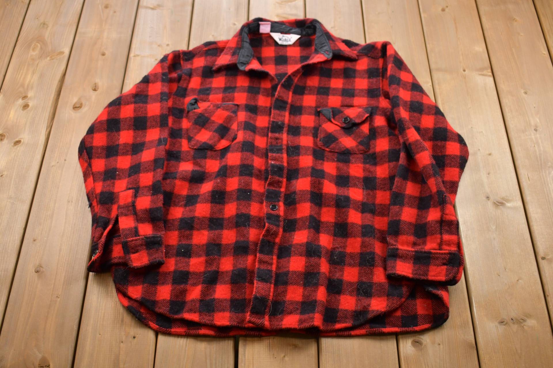 Vintage 90Er Jahre Woolrich Buffalo Kariertes Hemd Mit Knöpfen/Flanell Flanellhemd Freizeithemd Formelles von Lostboysvintage