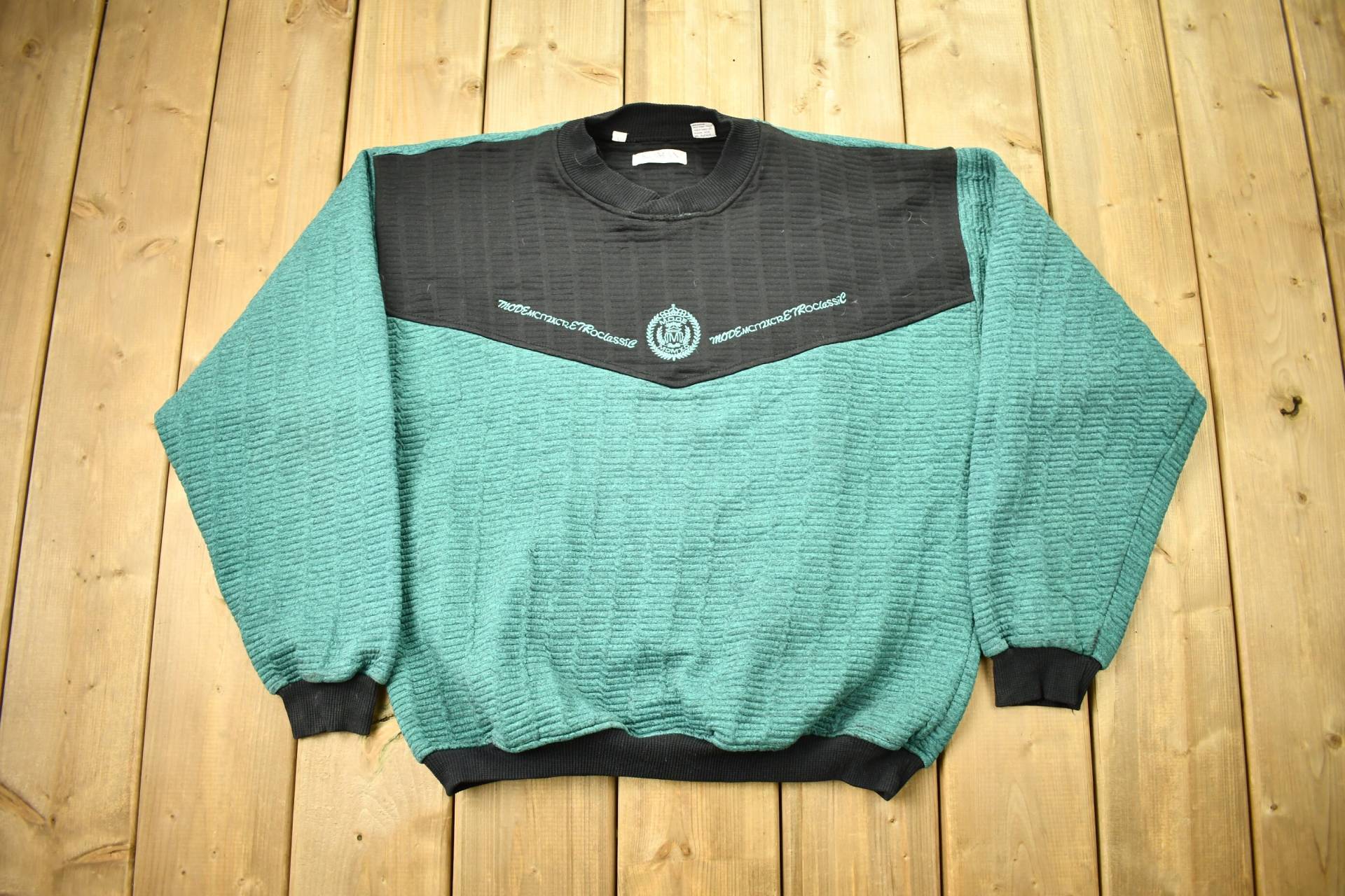 Vintage 90Er Koman Color Block Sweatshirt/Jahre Rundhals Bestickt Athleisure Streetwear Abstraktes von Lostboysvintage