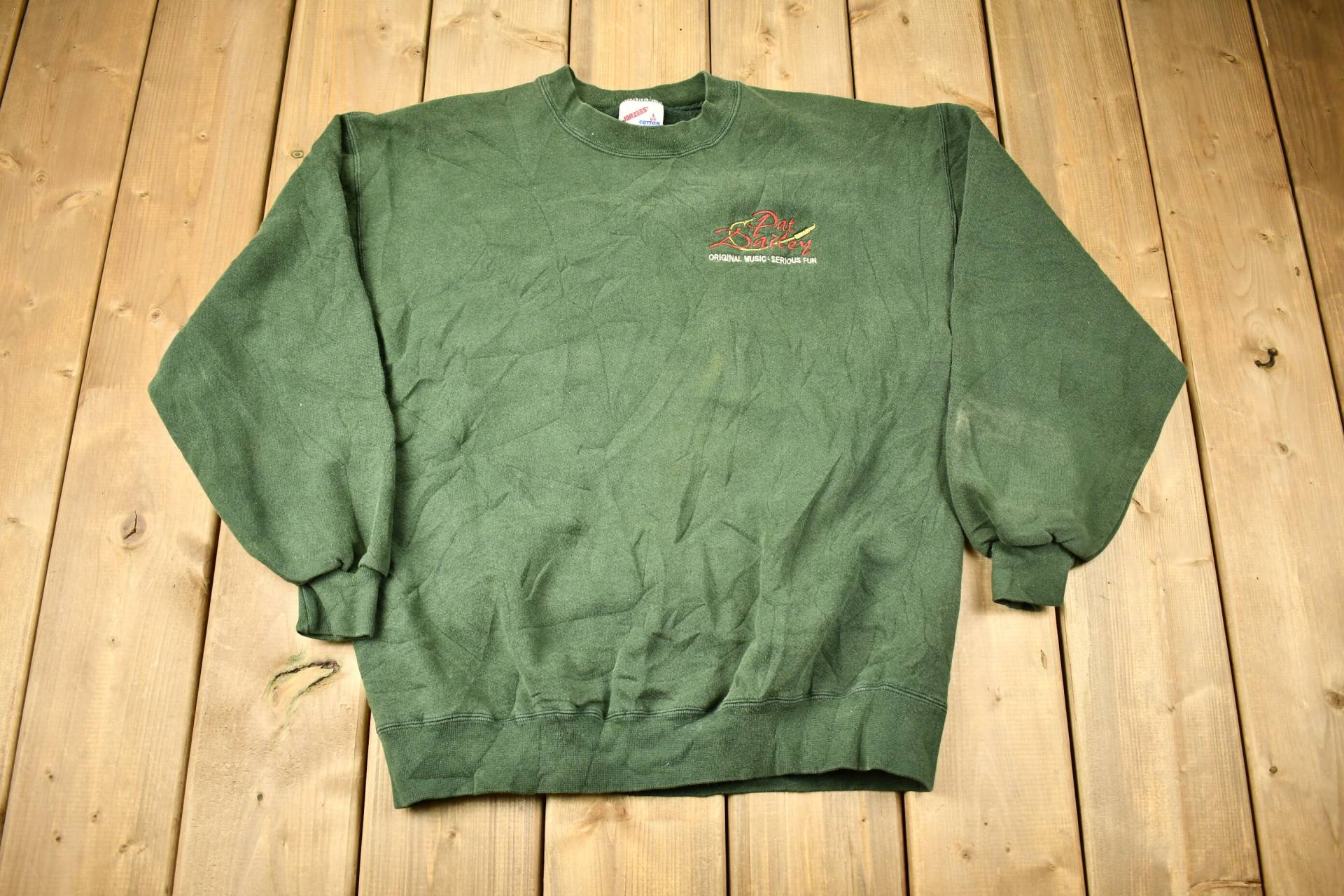 Vintage 1990Er Pat Bailey Original Music Serious Fun Crewneck Sweatshirt/90Er Souvenir Grün Streetwear Made in Usa von Lostboysvintage