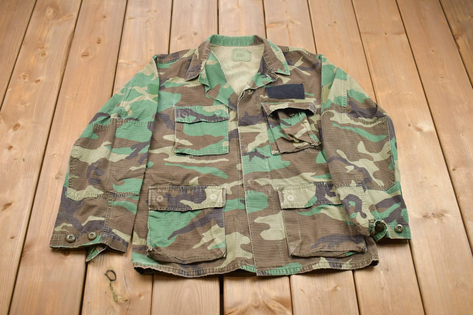 Vintage Military Camo Button Up Jacke/Us Army Grün Streetwear Fashion von Lostboysvintage