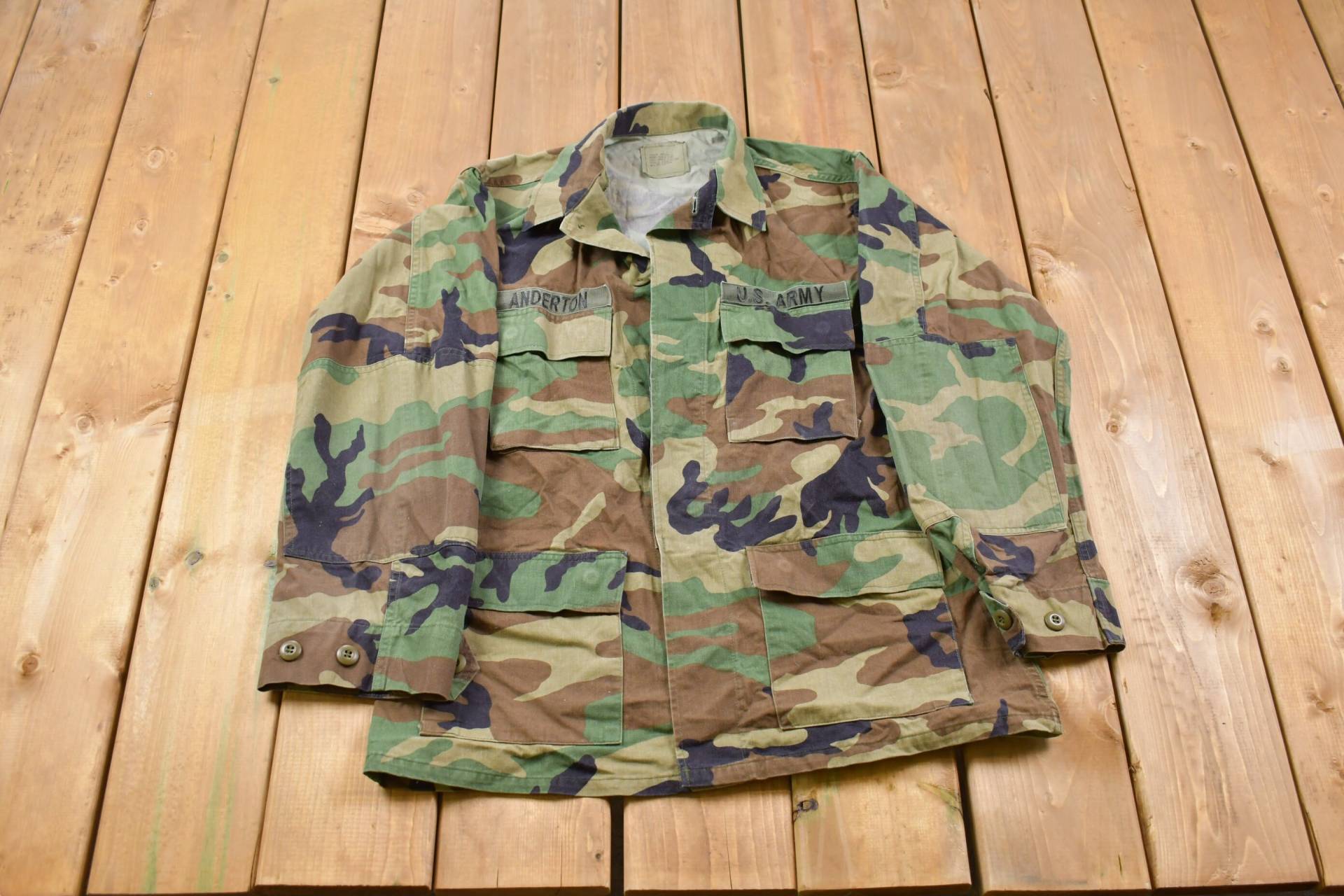 Vintage Military Camo Button Up Jacke/Us Army Grün Streetwear Fashion von Lostboysvintage