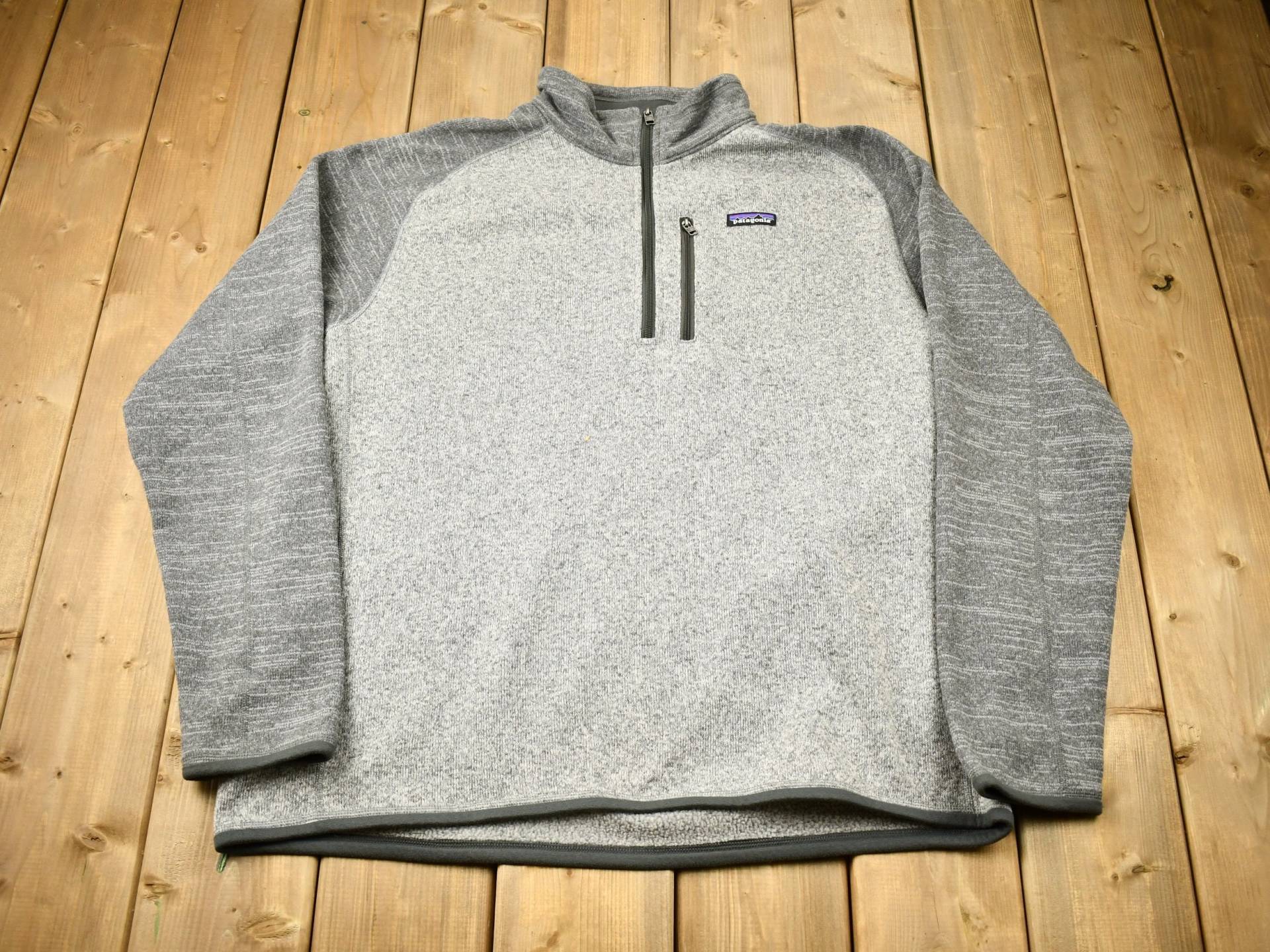 Vintage Patagonia Fleece Gefütterter Pullover Mit Viertel-Reißverschluss/Outdoorsman 90Er Jahre Streetwear Athleisure Wandern Color Block von Lostboysvintage