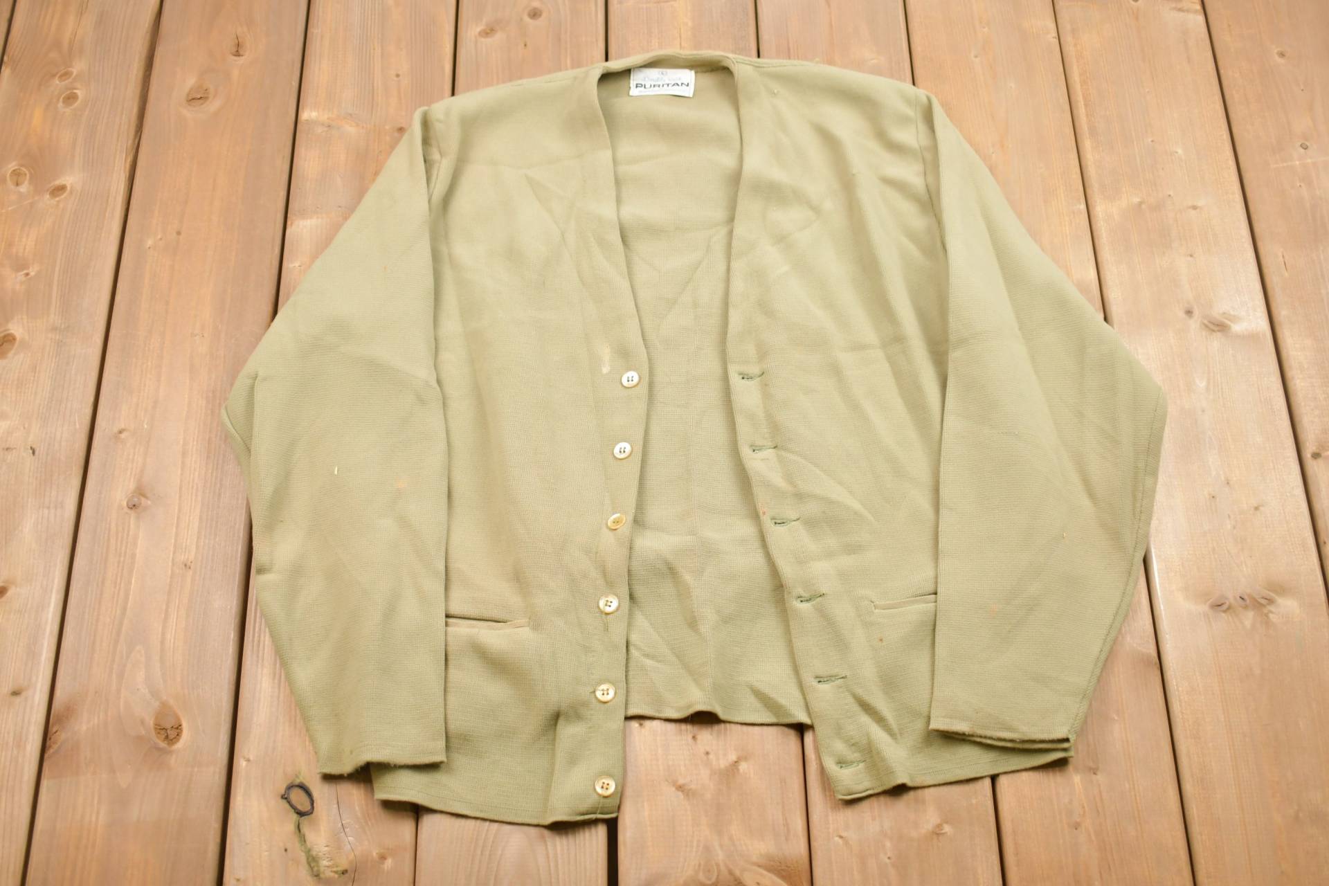 Vintage Puritaner Strickjacke/90Er Jahre Button Up Cardigan Essential Pullover Outdoor Handgestrickt Damen von Lostboysvintage