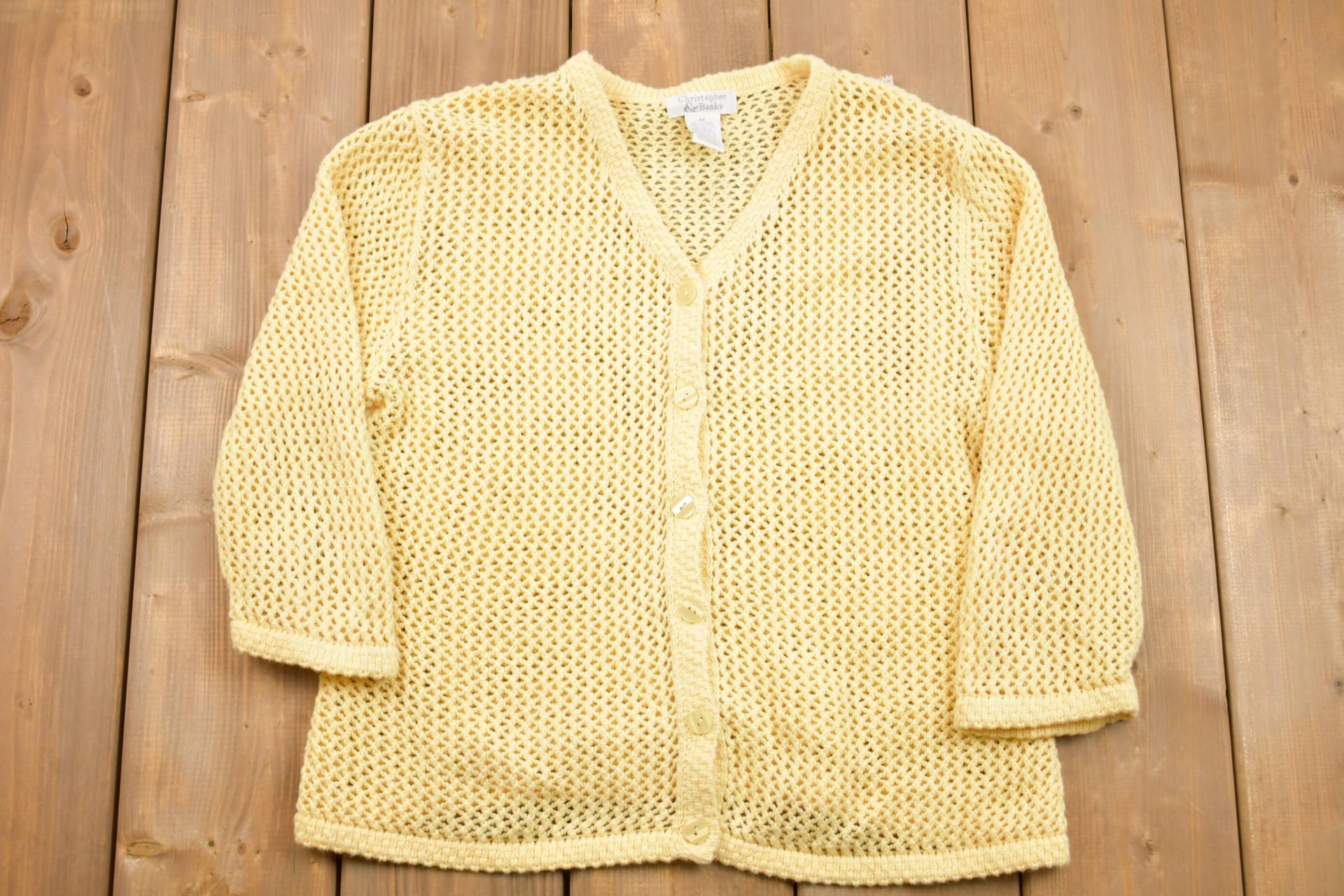 Vintage Strickjacke/90Er Jahre Musterpullover Handgestrickt Christopher & Banks von Lostboysvintage