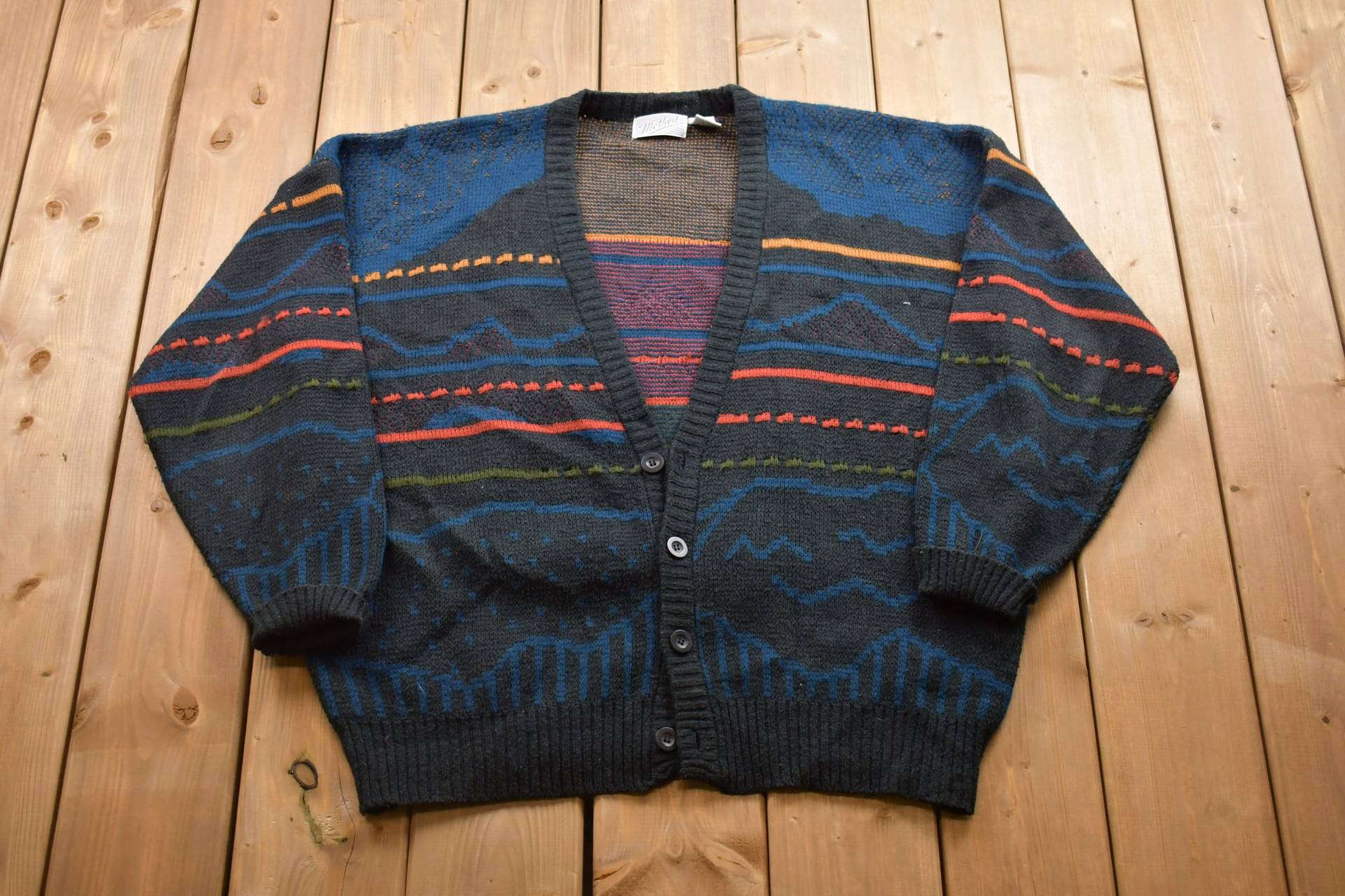 Vintage Strickpullover Mit Gestreiftem Design/90Er-Jahre-Crewneck Musterpullover Outdoor Pullover-Sweatshirt von Lostboysvintage