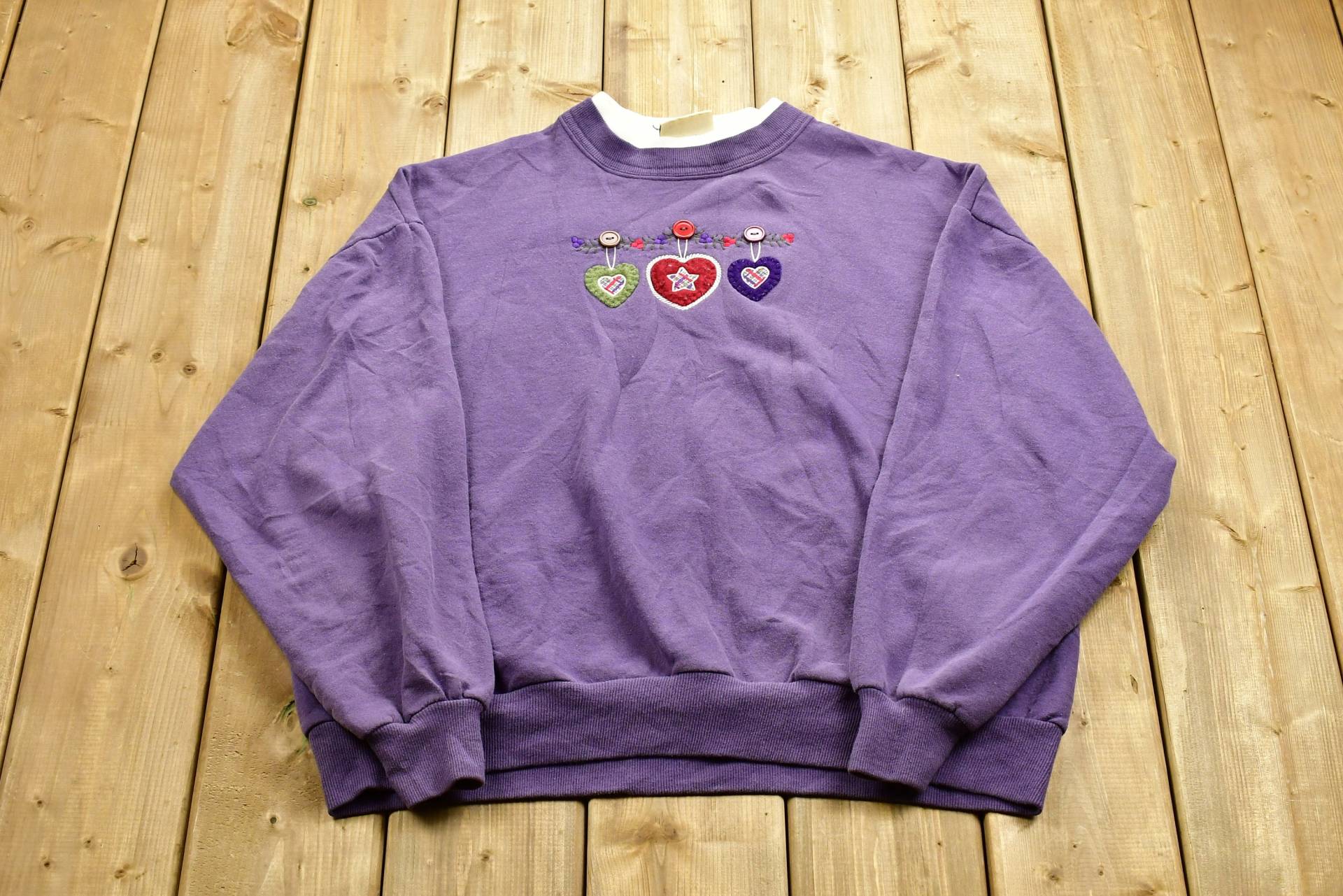 Vintage Süße Herzen Crewneck/90Er Jahre Sweatshirt Mehrfarbiger Grafikdruck Pullover von Lostboysvintage