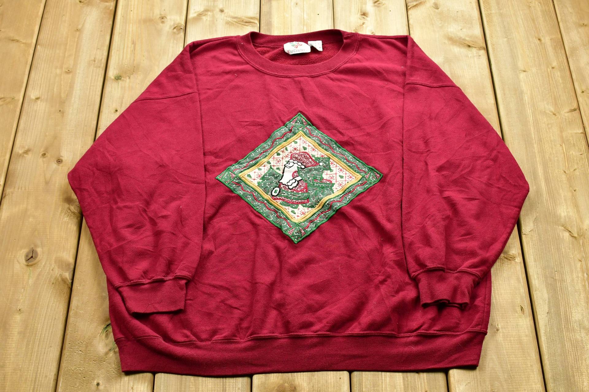 Vintage Weihnachten Santa Pullover, 90Er Jahre Urlaub, Winterkleidung, Festlicher Diamant Grafikdruck von Lostboysvintage