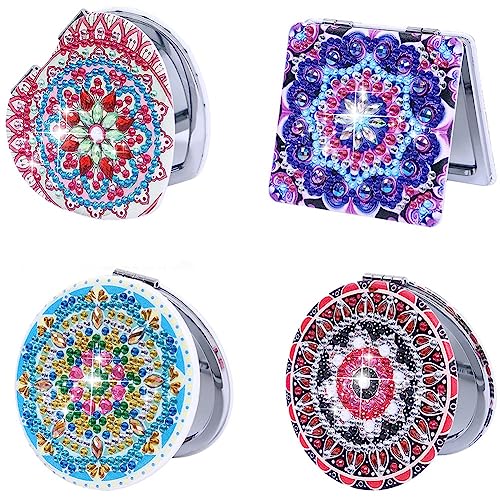 Losueeun Glasspiegel Diamantmalerei Tragbarer Vergrößerungs-Klappspiegel für Frauen Mädchen von Losueeun