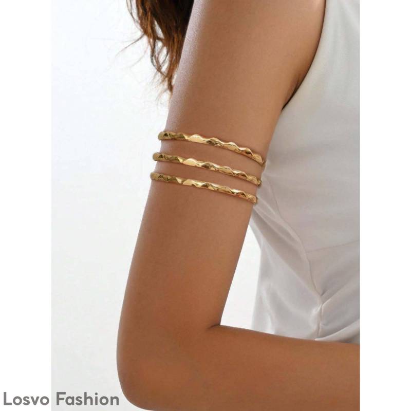 Goldene Gehämmerten Oberarmreif Verstellbare Dreifach-Armspange Goldene Gehämmerten Oberarmreif Verstellbare Dreifach-Armspange von LosvoSeller