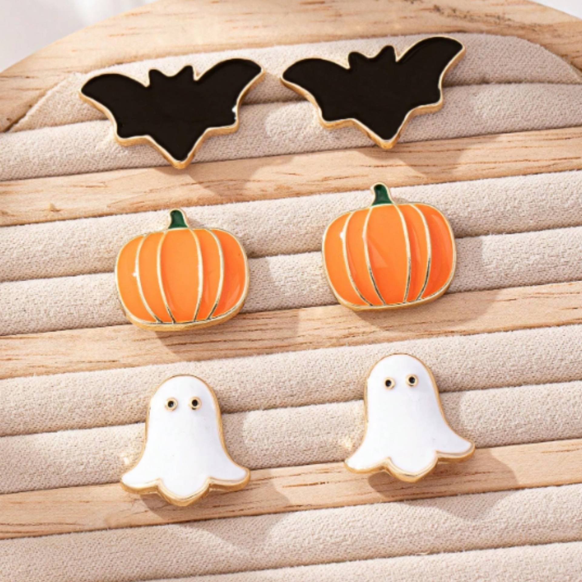 Halloween Emaille Ohrstecker Set Kürbis, Geist, Fledermaus - Gruseliger Schmuck von LosvoSeller