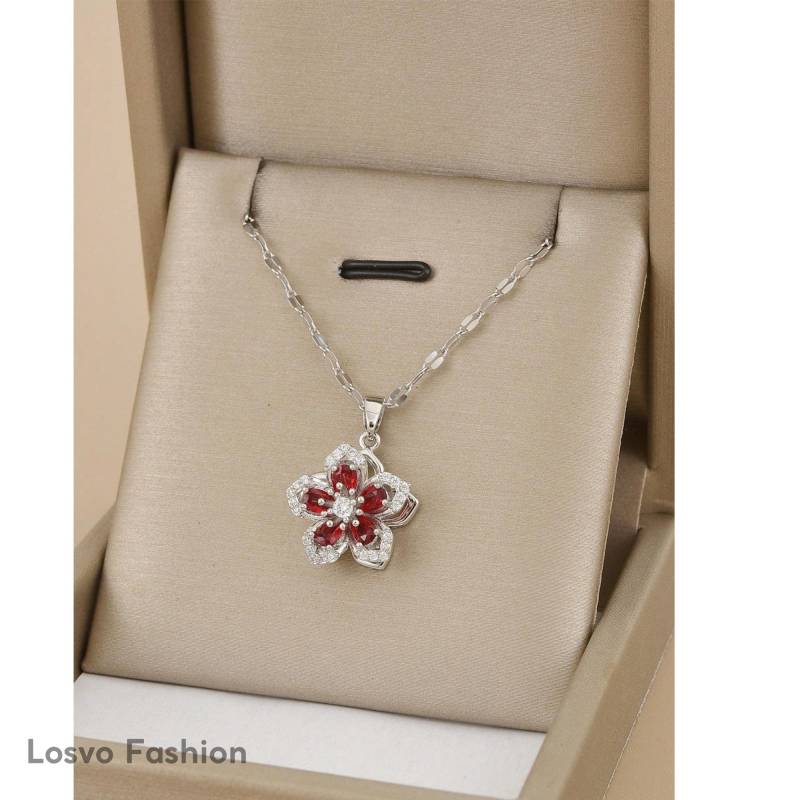 Kristall Blumen Anhänger Halskette - Zierliche in Gold Oder Silber von LosvoSeller