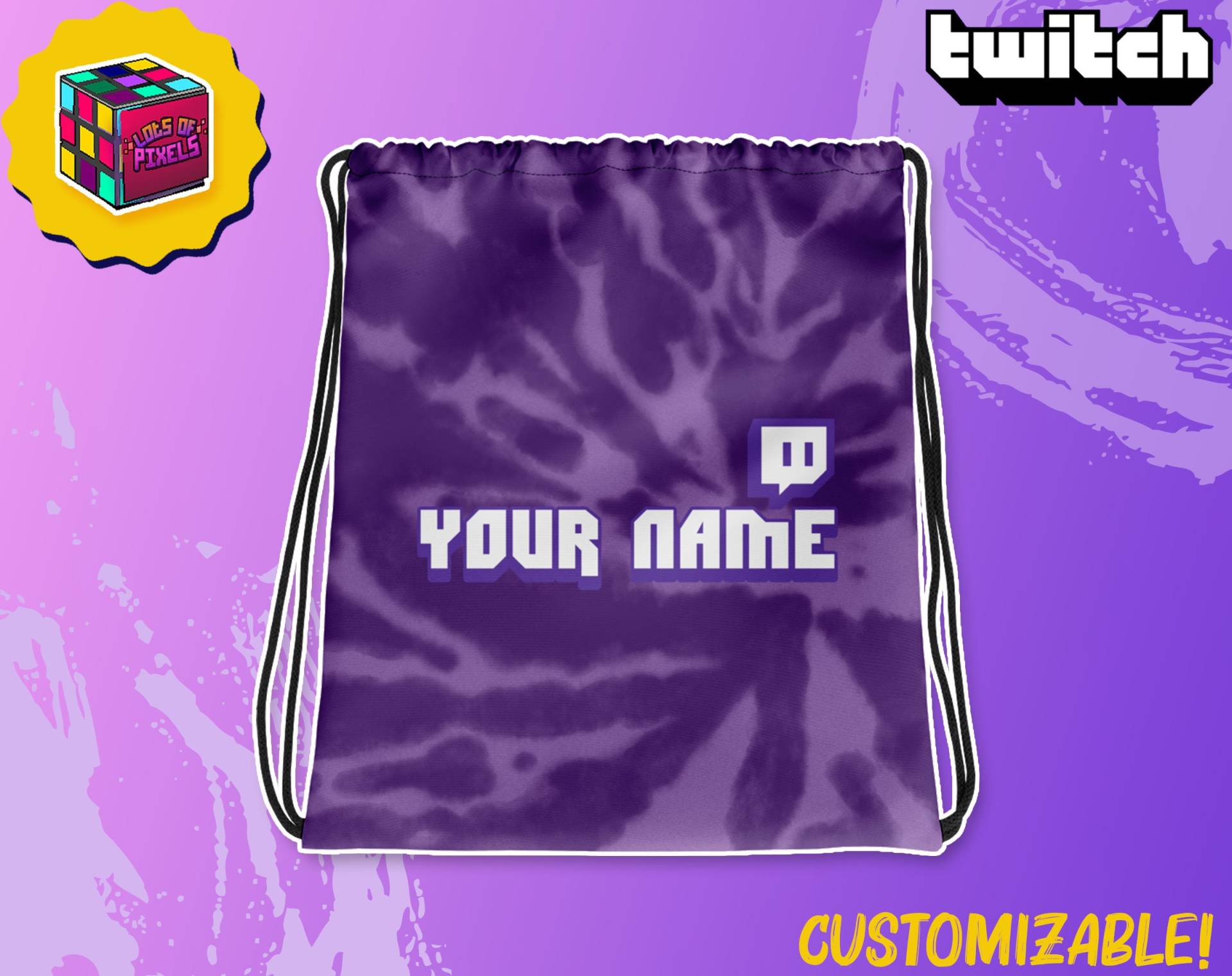 Custom Twitch Turnbeutel | Benutzername Ihr Channel-Logo Personalisierte Geschenk Twitch Merch Tasche Für Streamer - Ein Perfektes Geschenk von LotsOfPixels