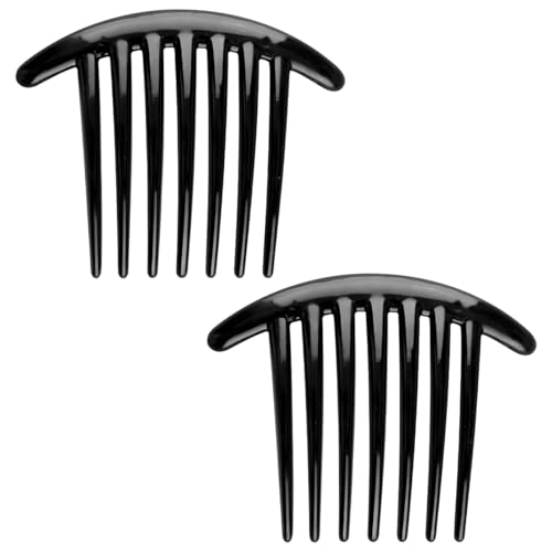 Lotsdonxia 2 Stück 7 Zähne Kunststoff Haarkamm & Haarschmuck Set - Feine Zahnkamm für Frauen & Mädchen Twist & Clip Design für einfaches Styling (Schwarz) von Lotsdonxia