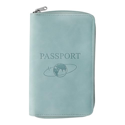Lotsdonxia Slim PU Leder Reisepasshülle - Kompakte Reisebrieftasche, RFID Dokument Organizer mit Kartenfächern, Urlaub oder Business Essential für Männer und Frauen, blau, 11.5x19x2.5cm, Modern von Lotsdonxia