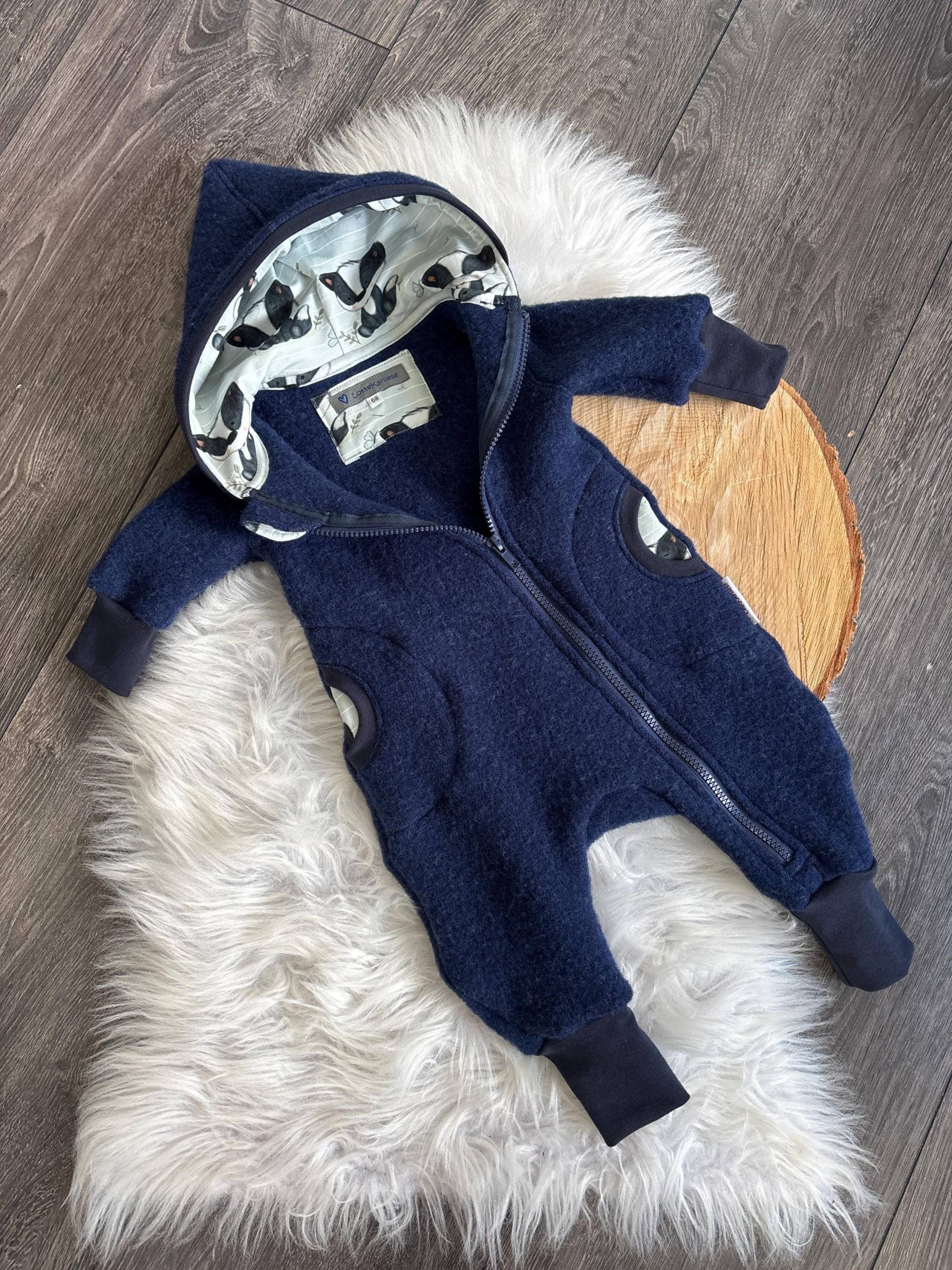 Overall Wollfleece Gr. 68 Dunkelblau Dachs Waschbär Ungefüttert von LotteKarliese