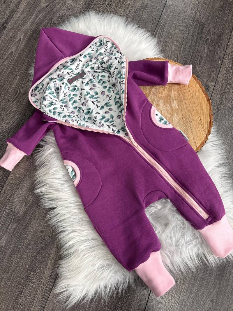 Sweatoverall Gr. 80 Beere Weiß Baby Overall Eukalyptus von LotteKarliese