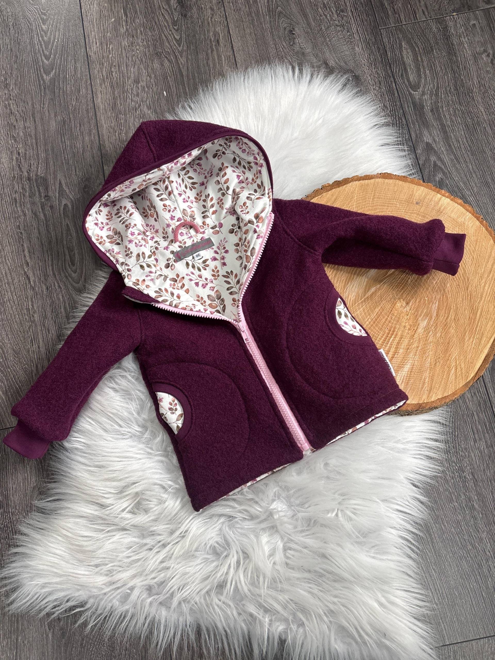 Walkjacke Gr. 56 - 164 Beere Weiß Gefüttert Wollwalk von LotteKarliese