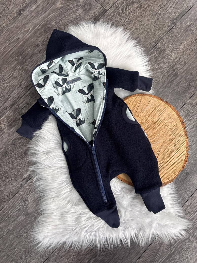 Walkoverall Gr. 68 Blau Gefüttert Waschbär Stinktier von LotteKarliese