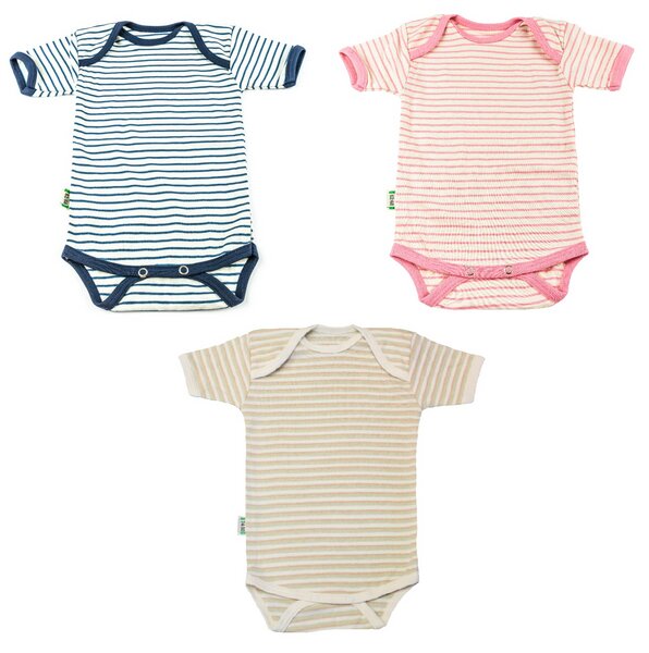 Lotties Baby-Body kurzarm geringelt gestreift Bio Baumwolle 50/56-98/104 von Lotties