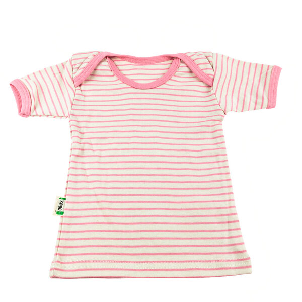 Lotties Baby-Shirt kurzarm gestreift Bio Baumwolle rosa oder blau 50/56-74/80 von Lotties