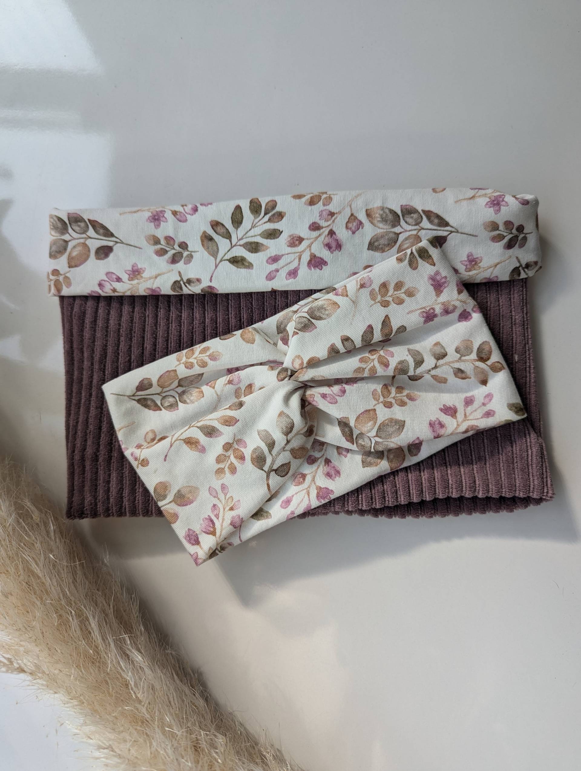 Set Stirnband Und Loop in Mauve Für Kinder/Haarband Headband /Bandeau Twiststirnband Twisthaarband Loopschal von LottiluShop