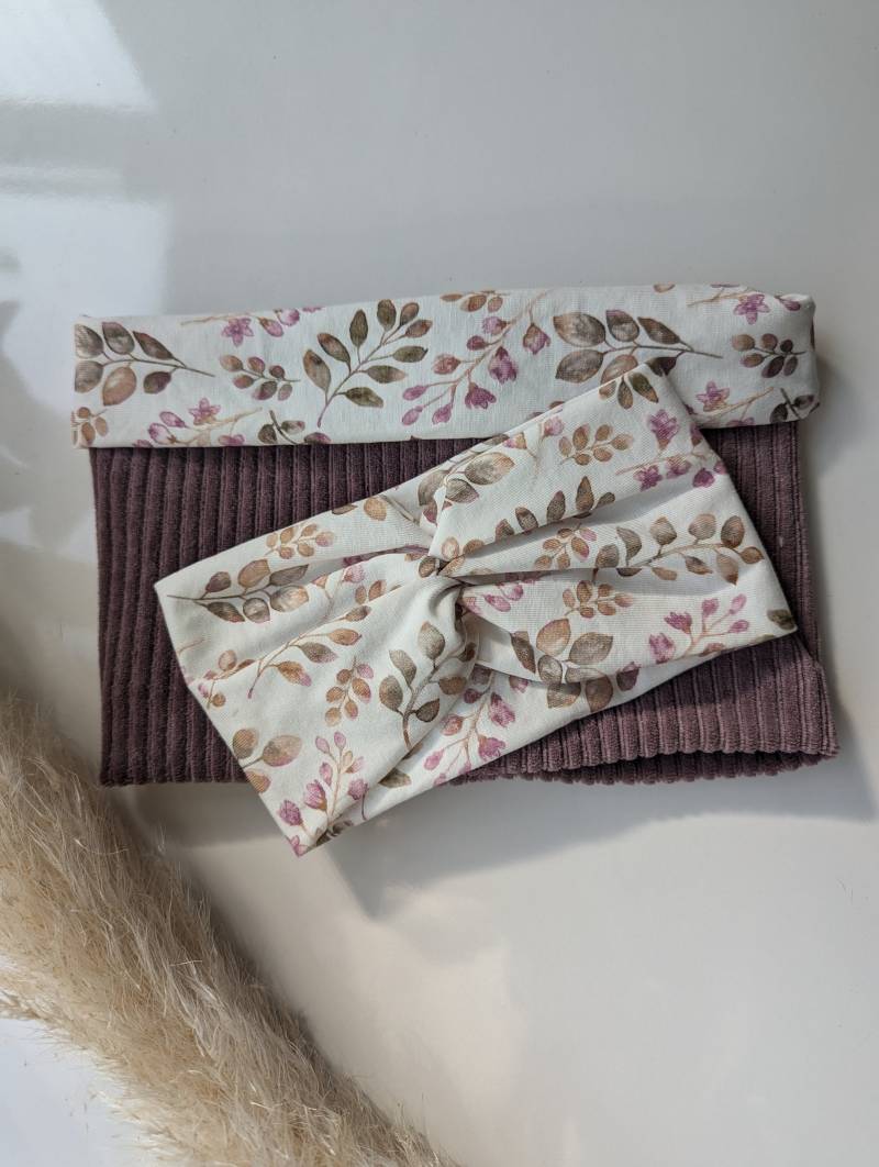 Set Stirnband Und Loop in Mauve Für Kinder/Haarband Headband /Bandeau Twiststirnband Twisthaarband Loopschal von LottiluShop