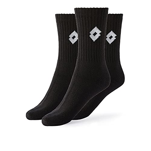 Lotto 12 Paar Unisex Tennis Socken aus atmungsaktiver, weicher Baumwolle, OEKO-TEX zertifiziert, Schwarz, 35-38, Made in Italy von Lotto