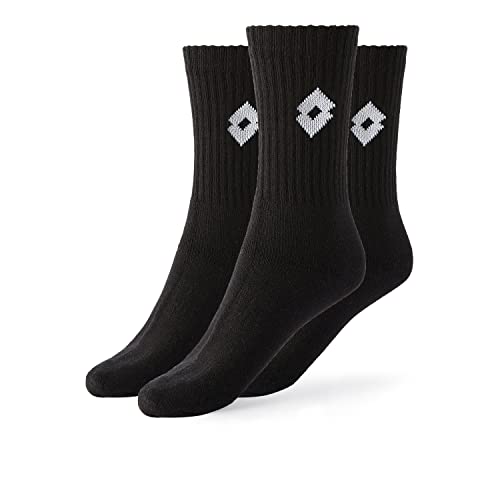 Lotto 12 Paar Unisex Tennis Socken aus atmungsaktiver, weicher Baumwolle, OEKO-TEX zertifiziert, Schwarz, 35-38 von Lotto