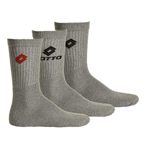 Lotto 3 Paar Tennis Socken Unisex, Frottee-Sportsocken, Einfarbig Grau 43-46 (9-11 UK) von Lotto
