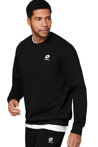 Lotto Herren 3XL Schwarz Einfarbig Sweatshirt ohne Kapuze mit Logo Regular Fit Baumwollmischung von Lotto