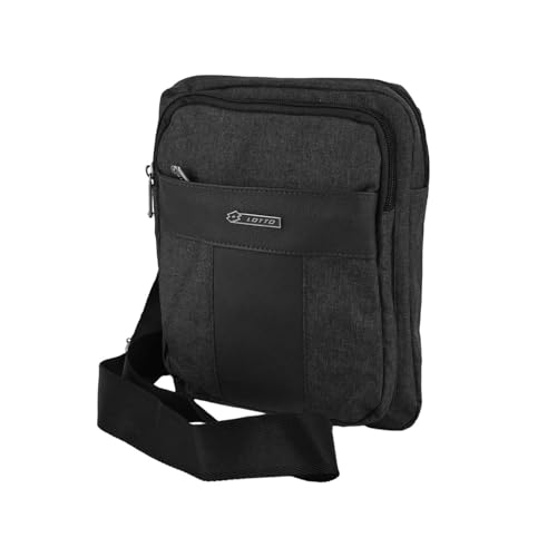 Lotto Herren-Handtasche mit verstellbarem Schultergurt, aus Kunstleder, mehrere Taschen, Schwarz 10 Groß Lotto Herren-Handtasche mit verstellbarem Schultergurt, aus Kunstleder, mehrere Taschen, Schwarz 10 Groß von Lotto