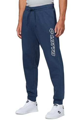 Lotto Jogginghose Herren dunkelblau Größe M I Trainingshose mit Seitentaschen & Logo-Print Oberschenkel I Sporthose Herren lang, elastischer Bund & Kordelzug I Freizeithose Herren aus Baumwollmix von Lotto