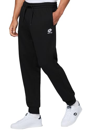 Lotto Jogginghose Herren schwarz Größe S I Trainingshose Herren mit Seitentaschen I Sweatpants mit elastischem Bund & Kordelzug I Sporthose Herren lang I Freizeithose Herren aus Baumwollmix von Lotto